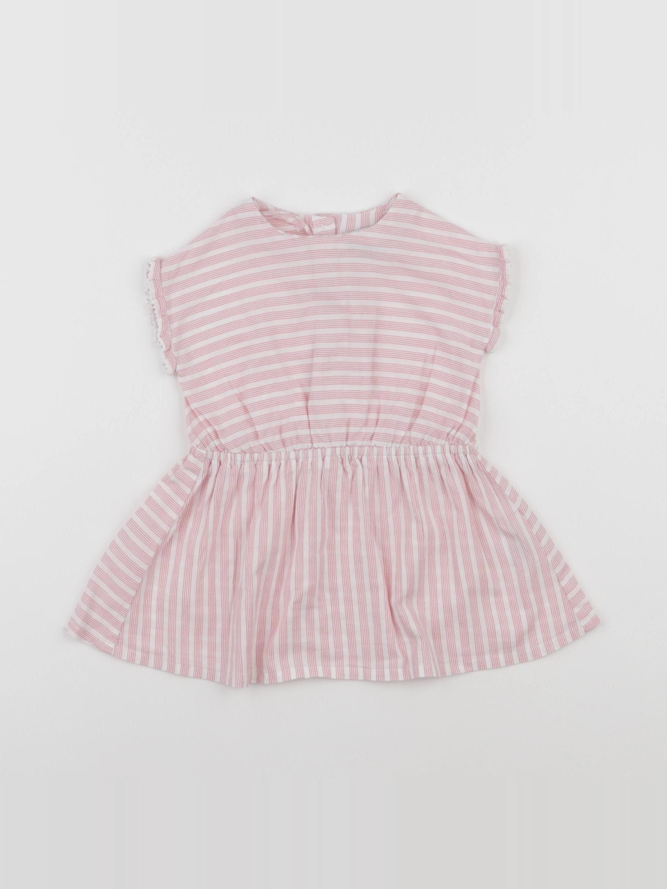 Cyrillus - robe blanc, rose - 6 mois