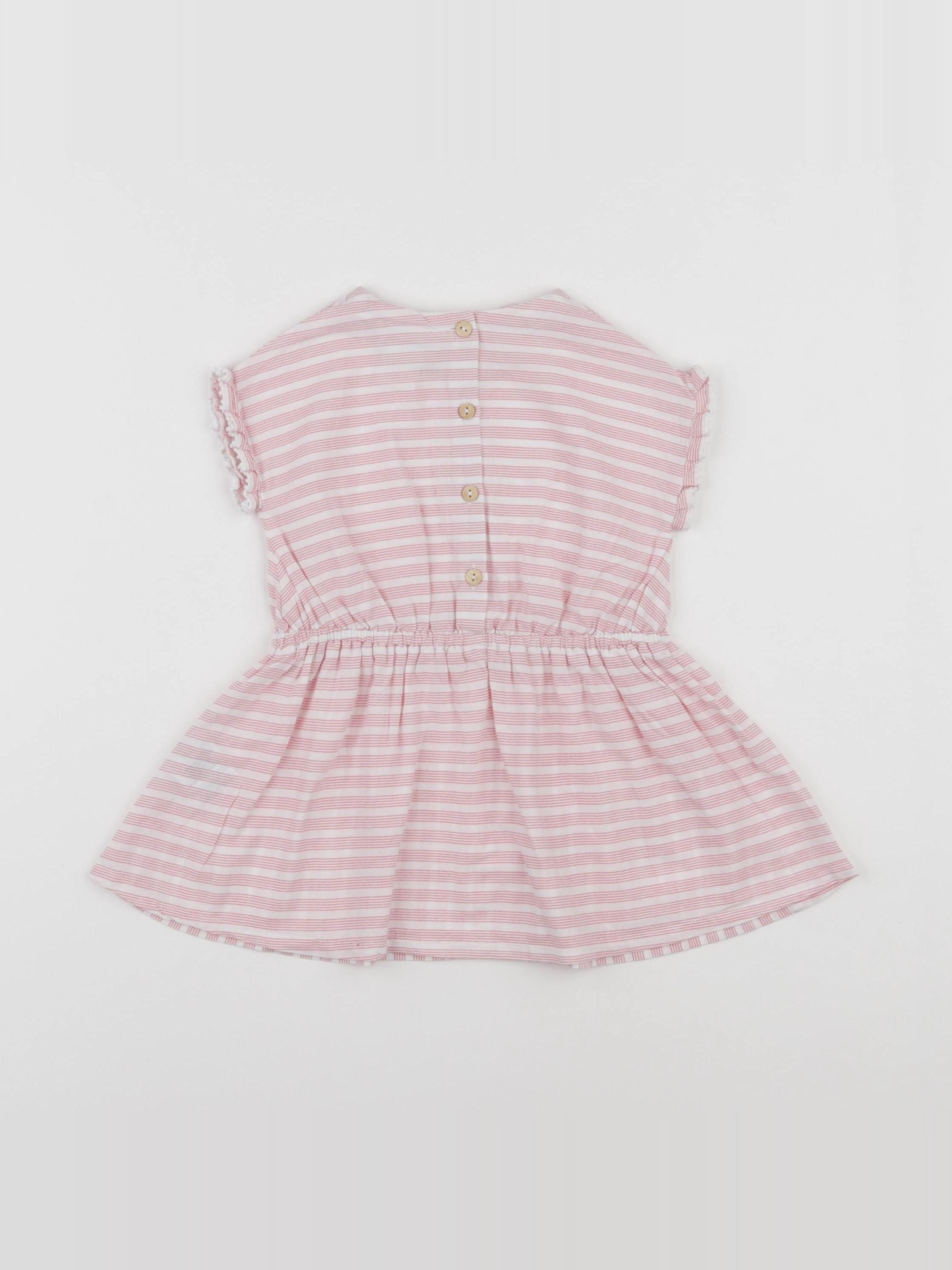 Cyrillus - robe blanc, rose - 6 mois