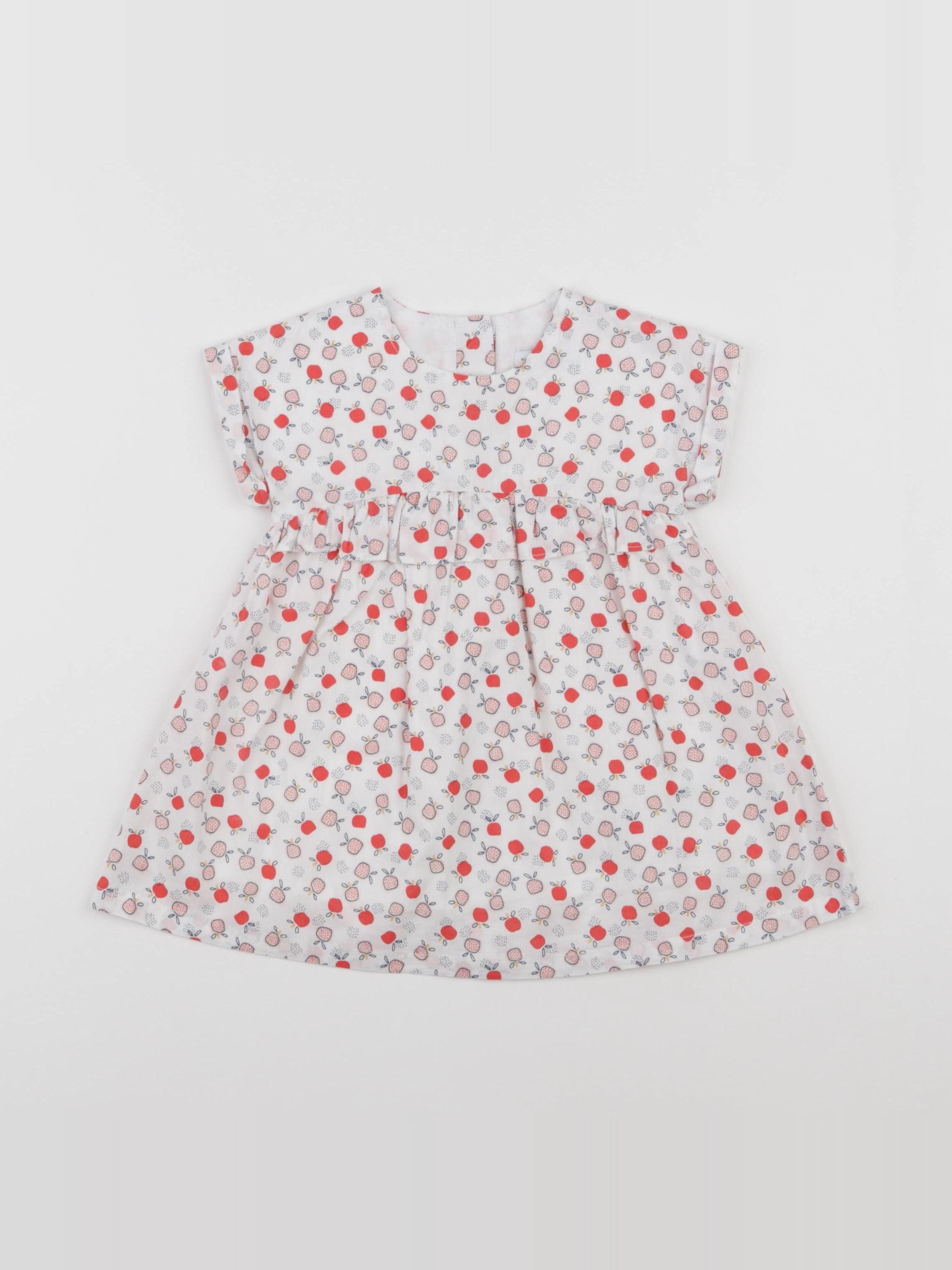 Vertbaudet - robe blanc, rouge - 9 mois
