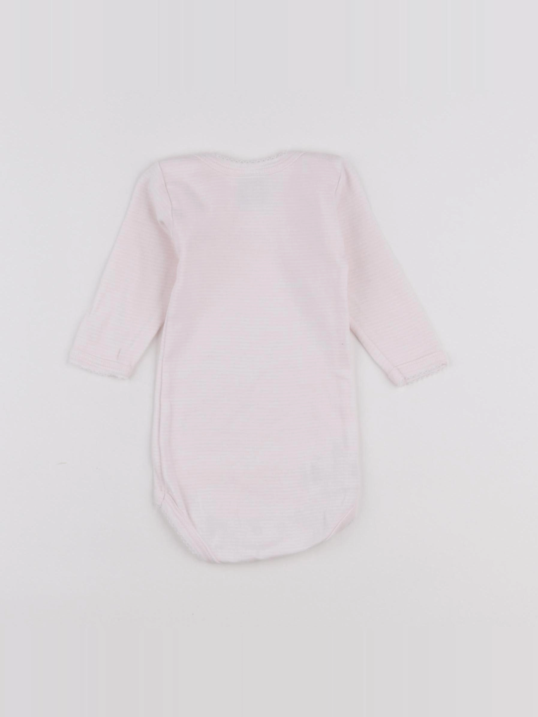 Petit Bateau - body blanc, rose - 3 mois