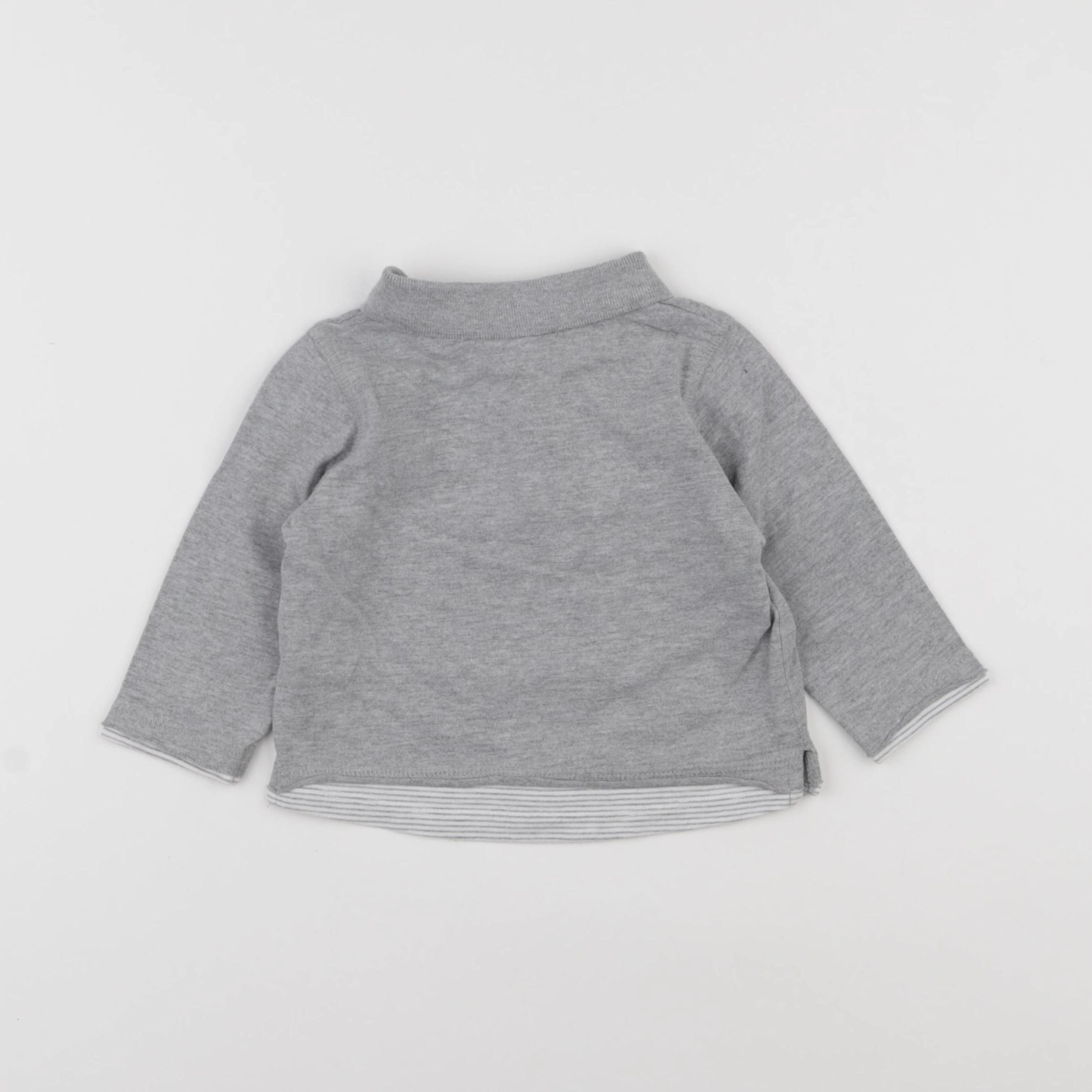 Vertbaudet - polo gris - 9 mois