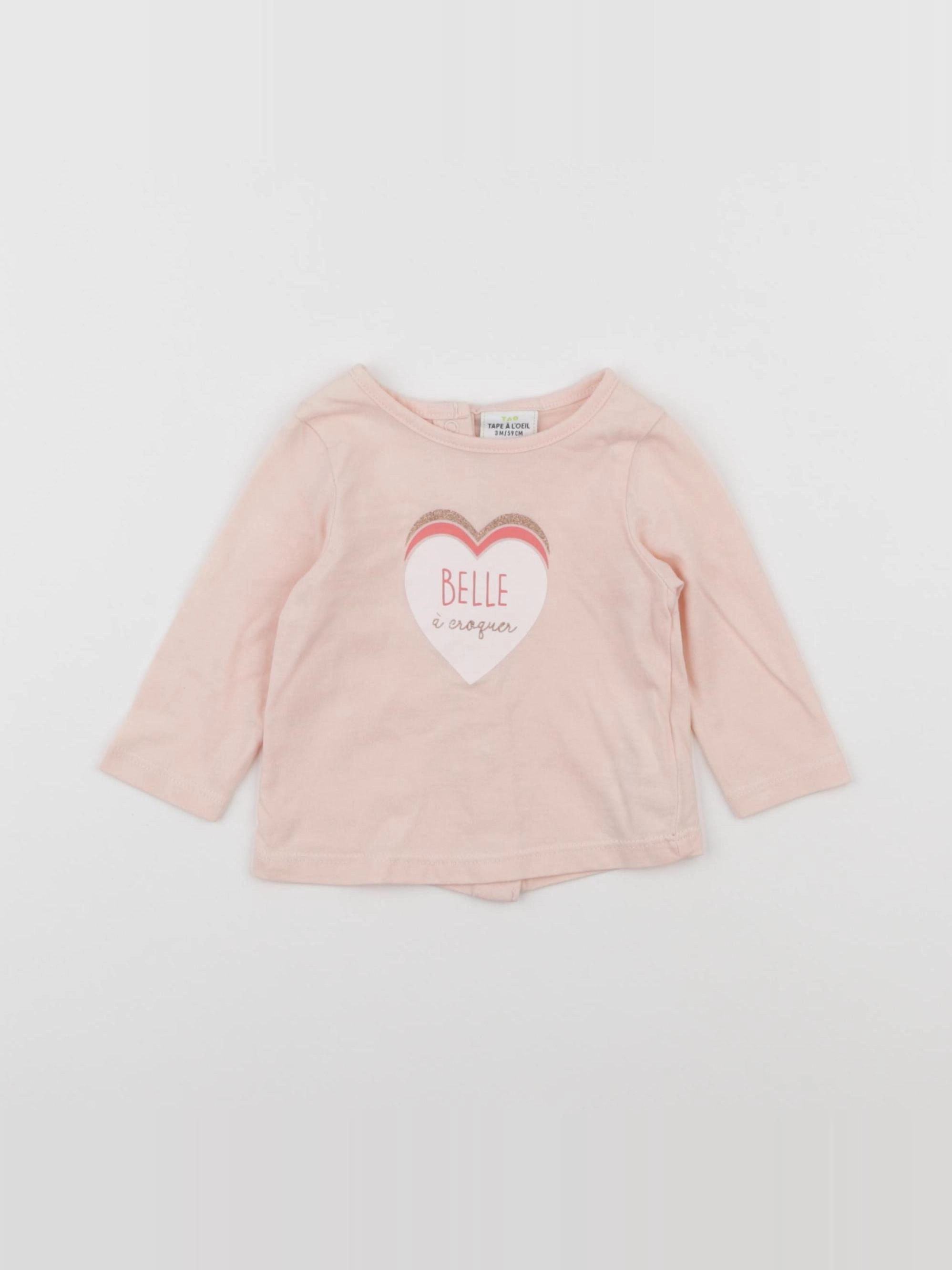Tape à l'oeil - tee-shirt rose - 3 mois
