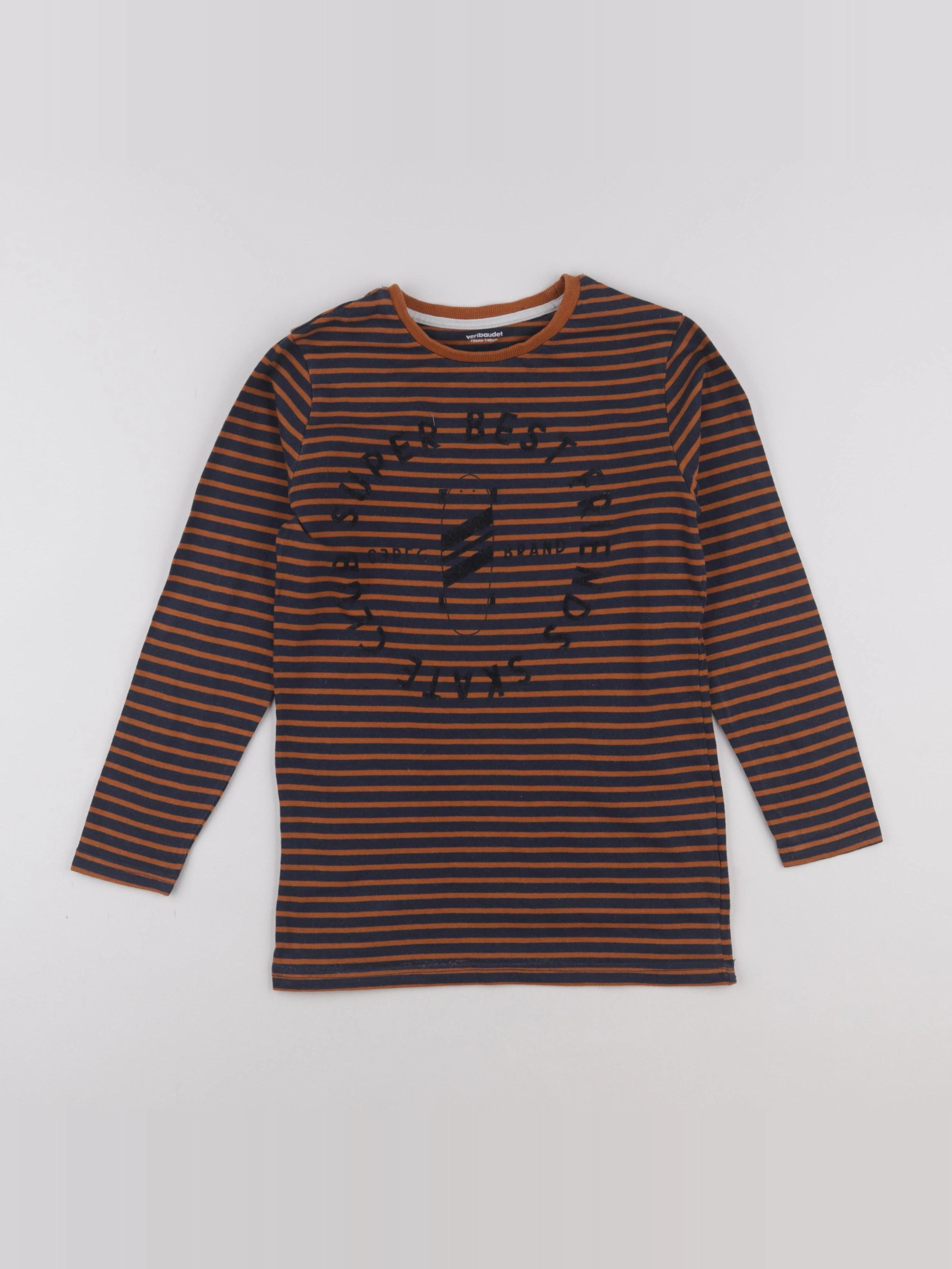Vertbaudet - tee-shirt bleu, orange - 10 ans