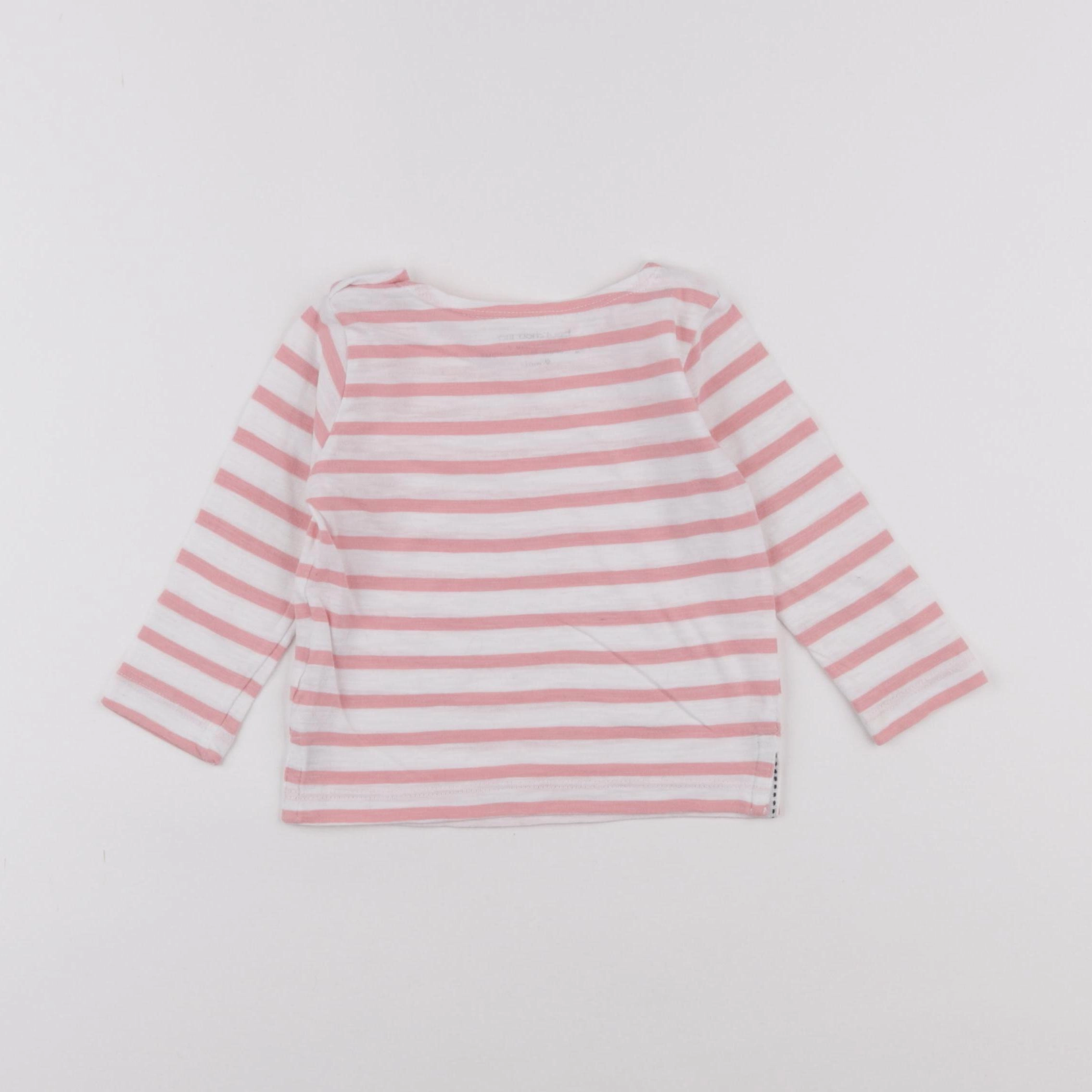 Boutchou - tee-shirt blanc, rose - 9 mois