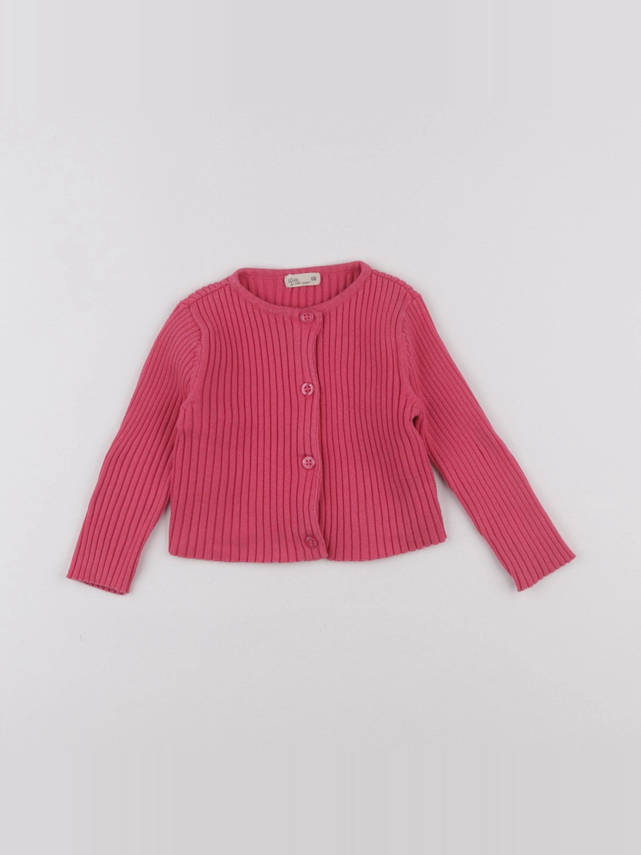 Little Cigogne - gilet rose - 6 mois