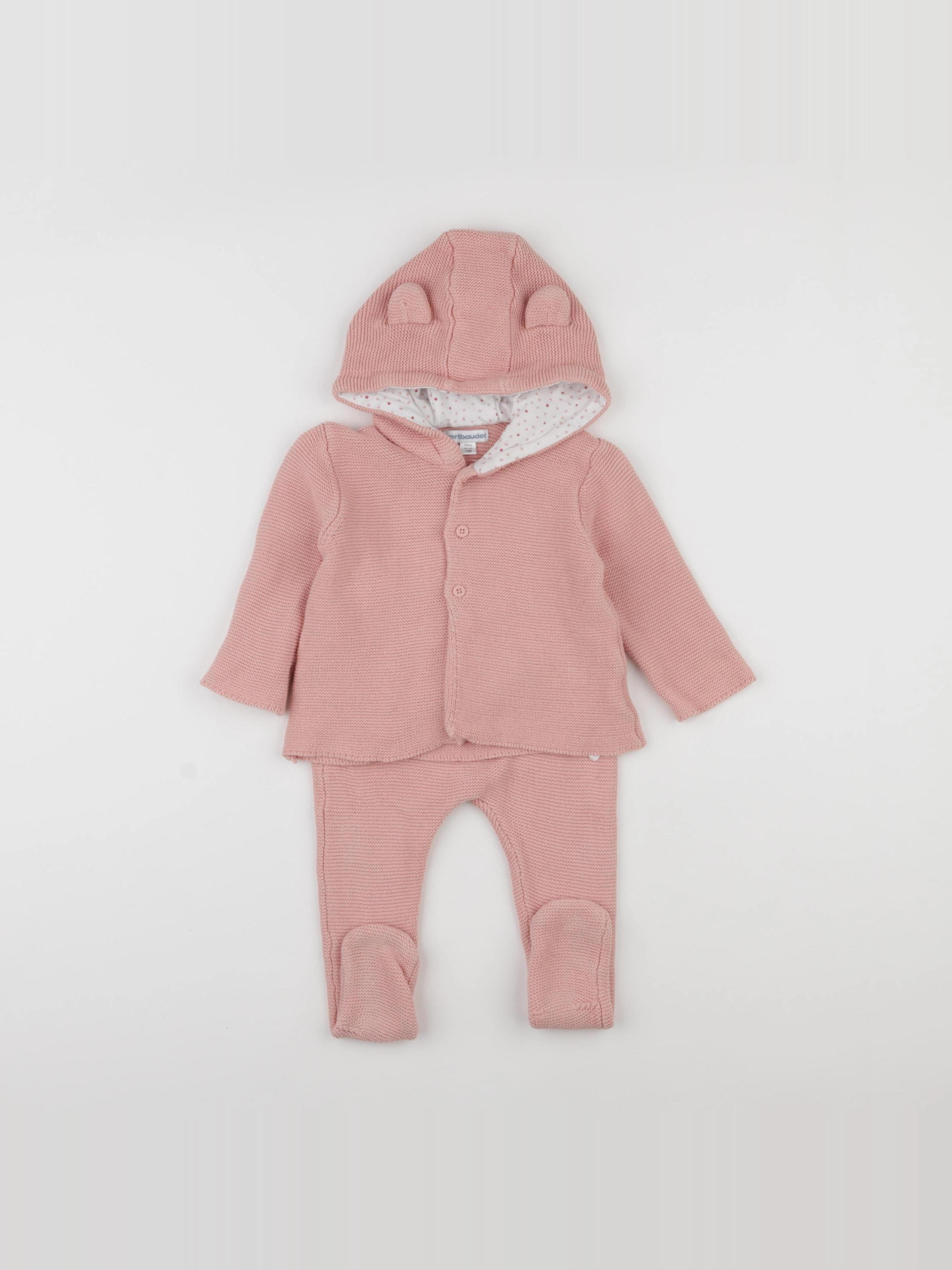 Vertbaudet - ensemble rose - 12 mois