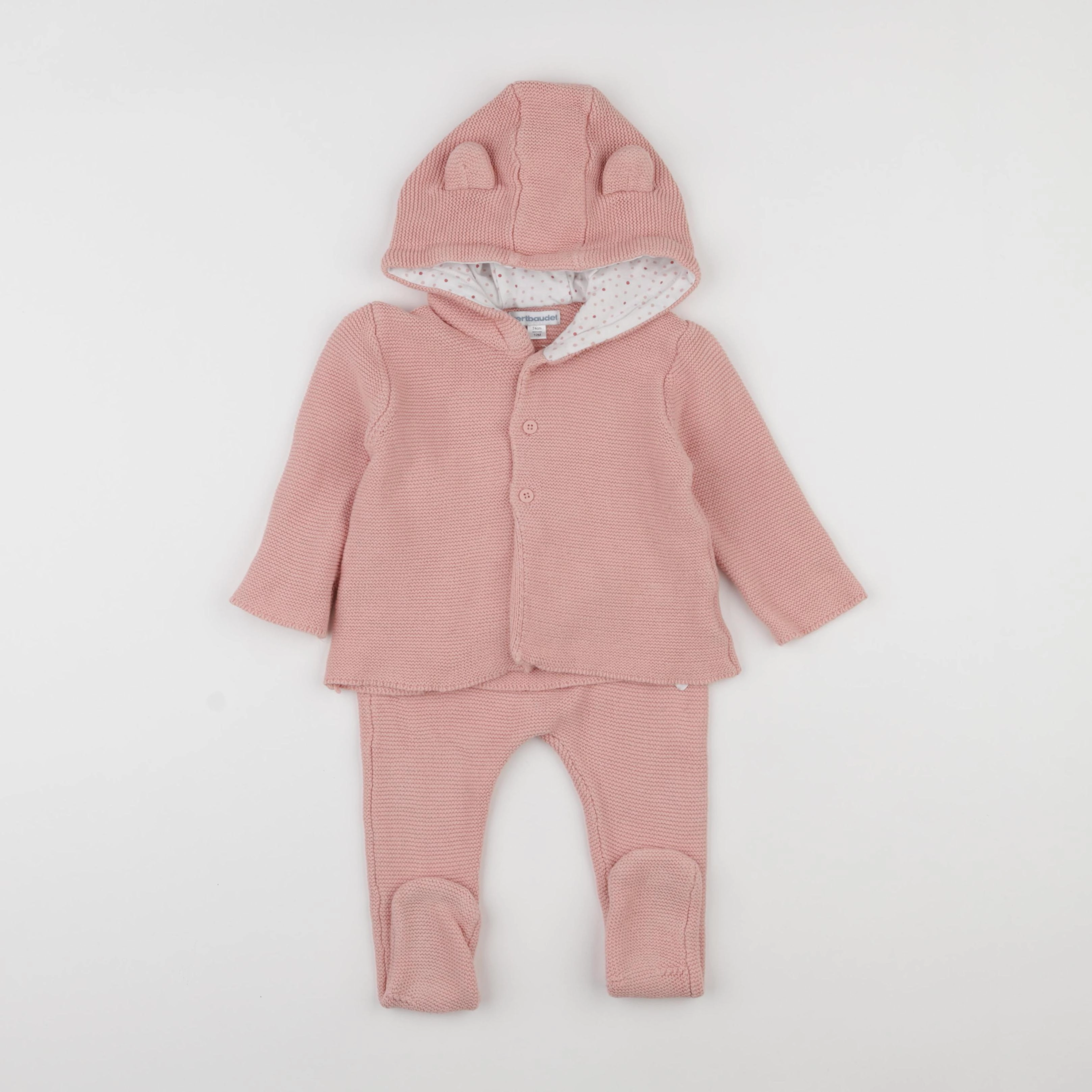 Vertbaudet - ensemble rose - 12 mois