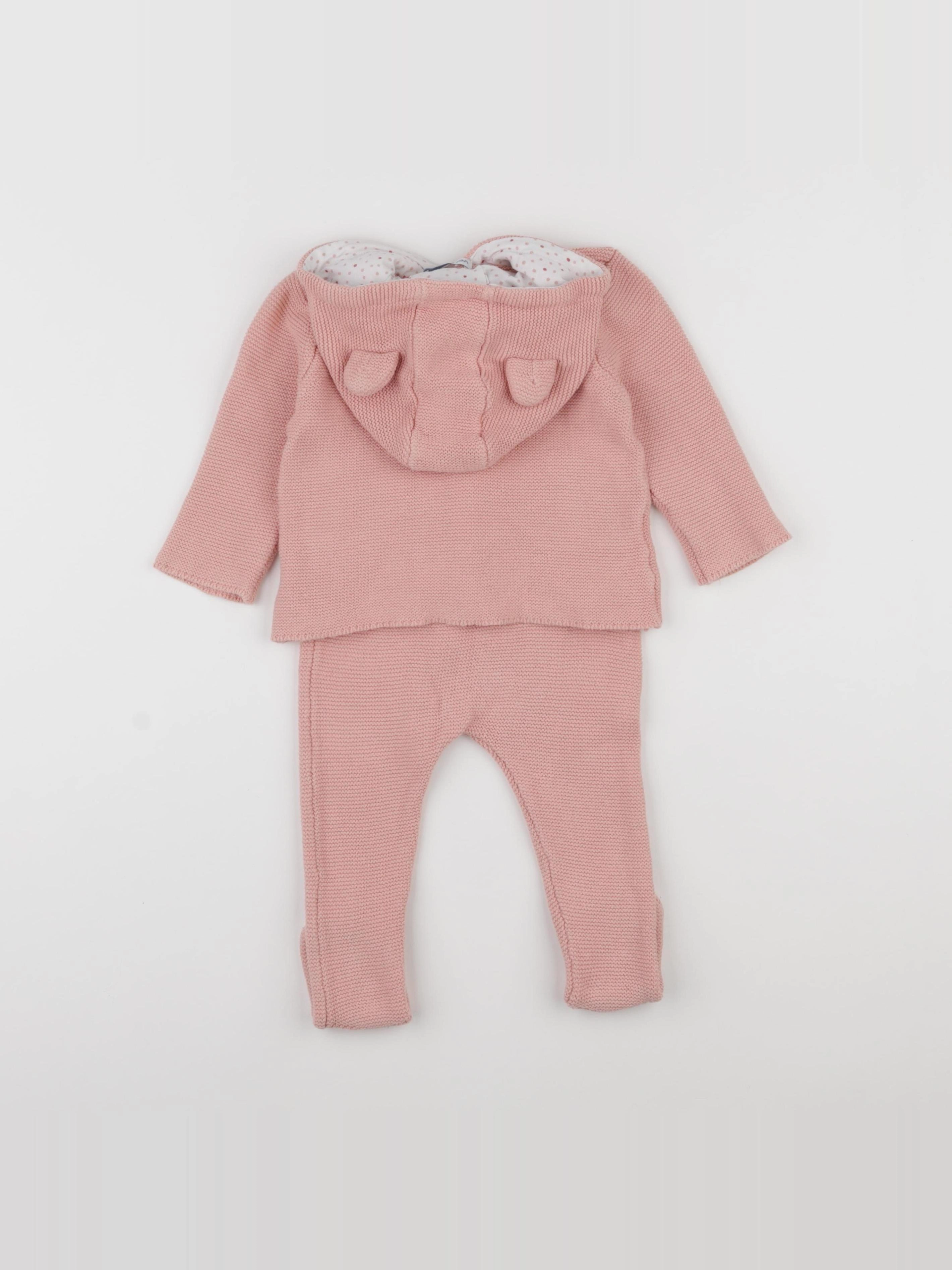 Vertbaudet - ensemble rose - 12 mois