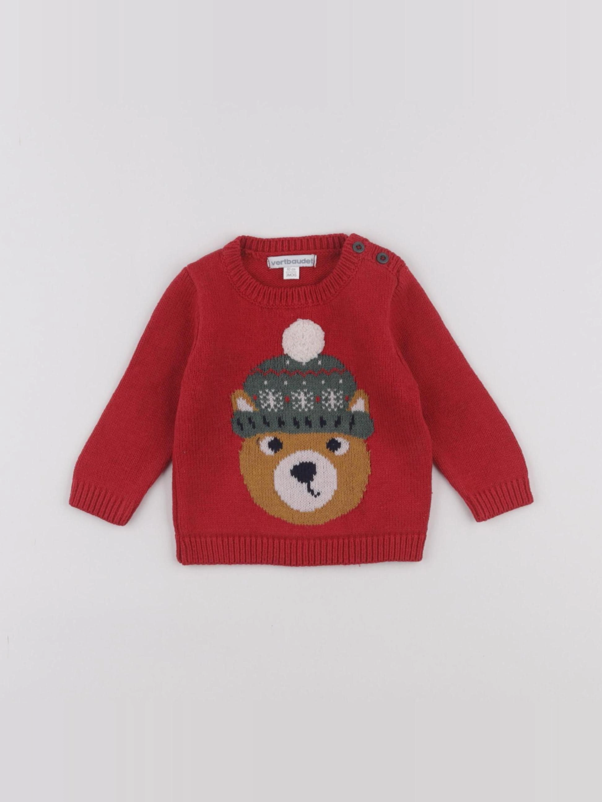 Vertbaudet - pull rouge - 3 mois