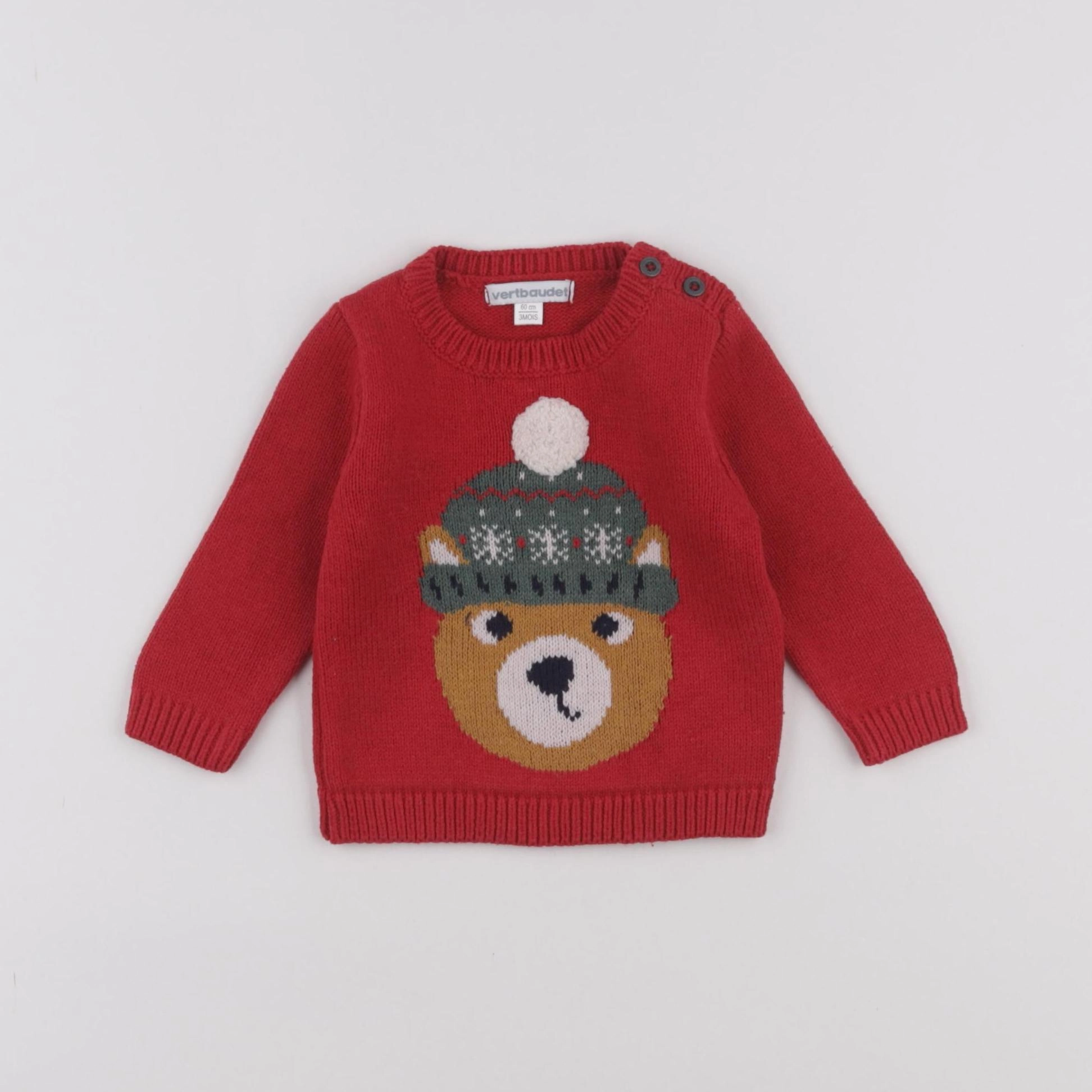 Vertbaudet - pull rouge - 3 mois