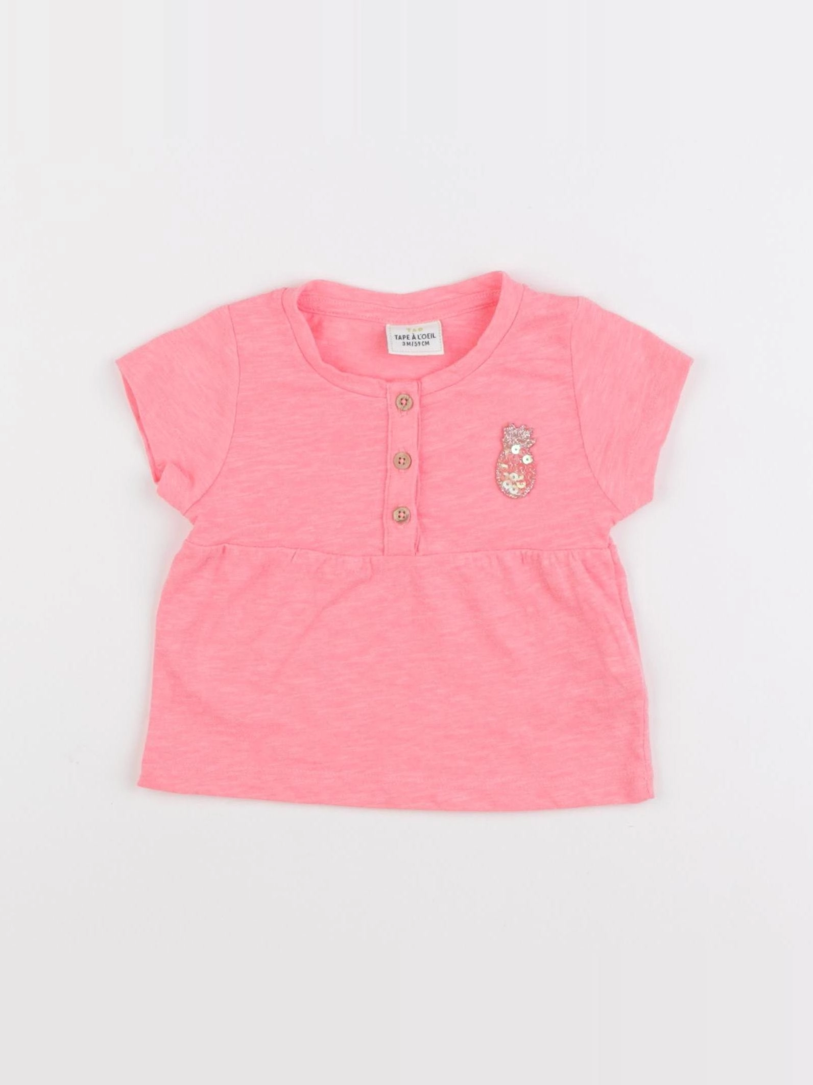 Tape à l'oeil - tee-shirt rose fluo - 3 mois