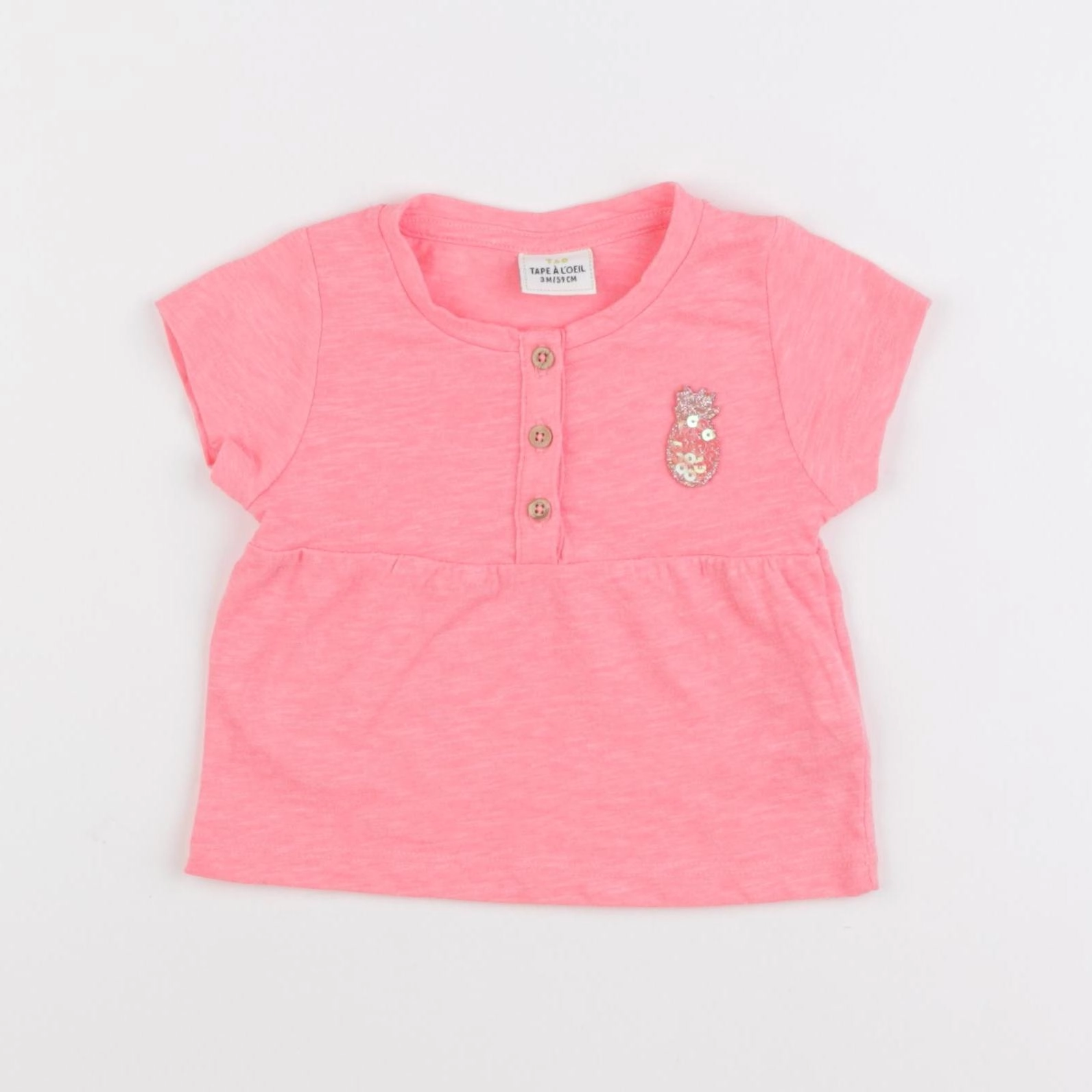 Tape à l'oeil - tee-shirt rose fluo - 3 mois