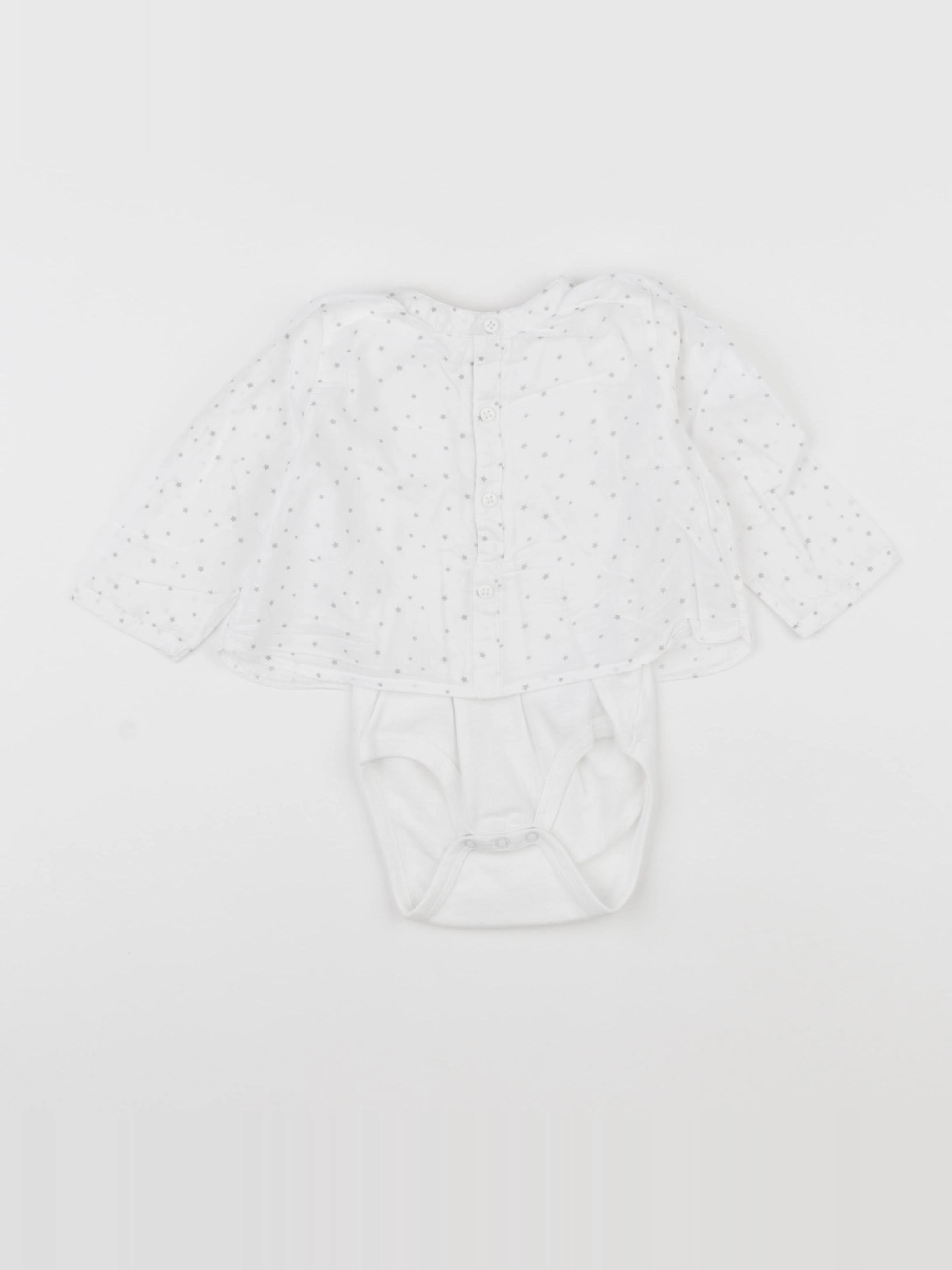 Vertbaudet - body blouse blanc - 9 mois