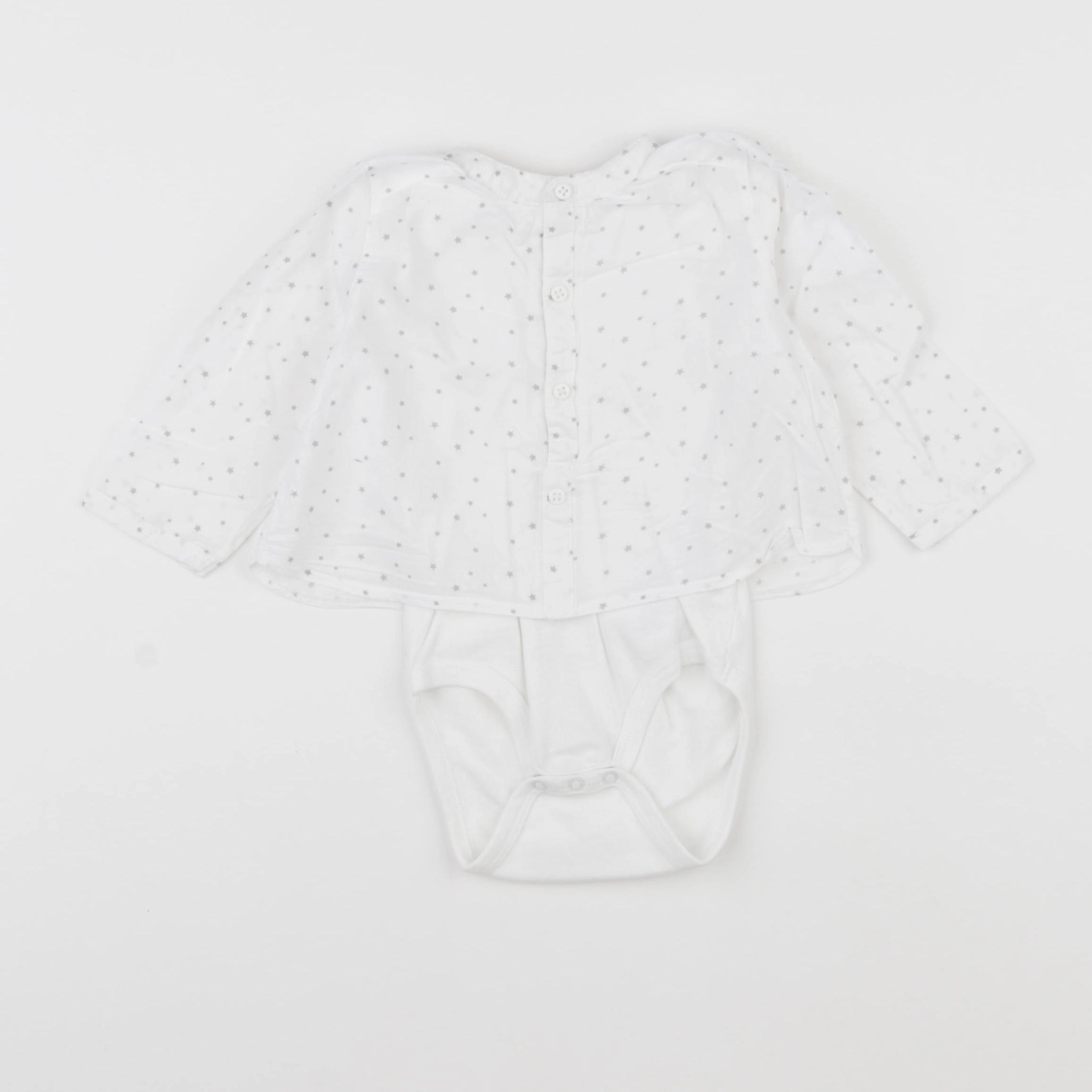 Vertbaudet - body blouse blanc - 9 mois