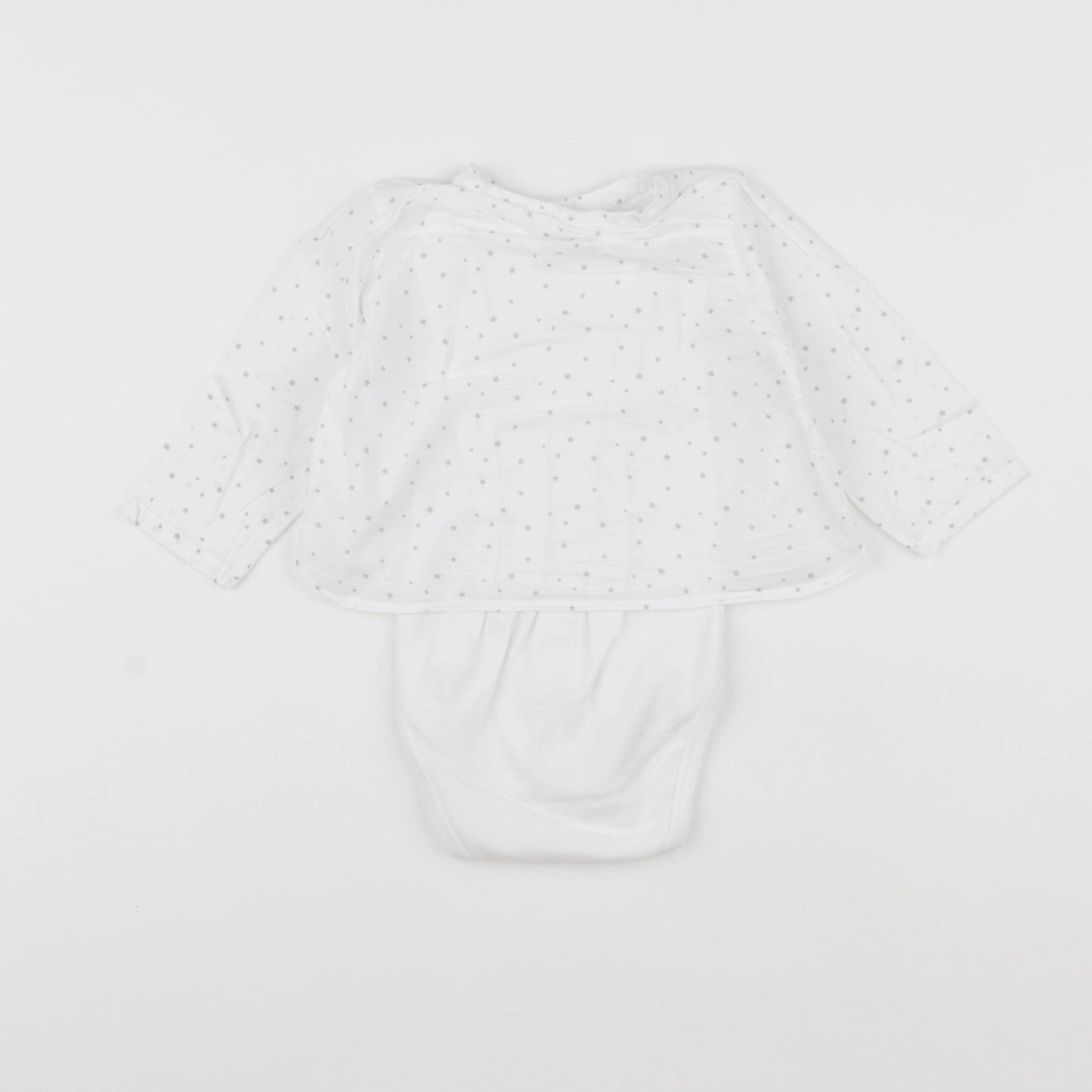 Vertbaudet - body blouse blanc - 9 mois
