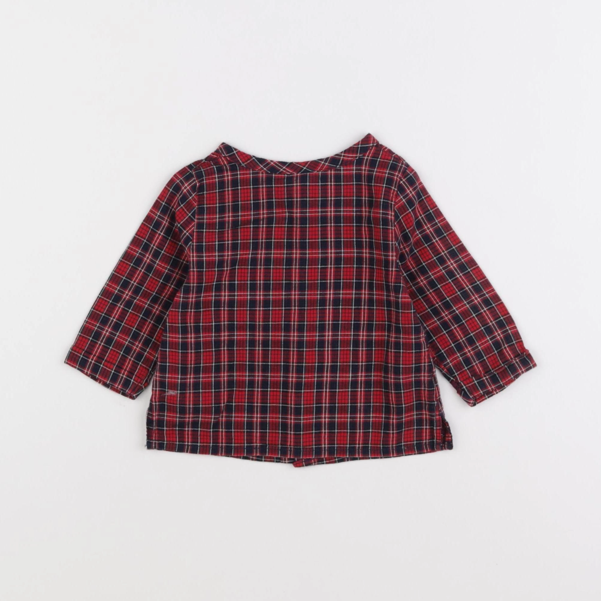 H&M - chemise bleu, rouge - 1/3 mois