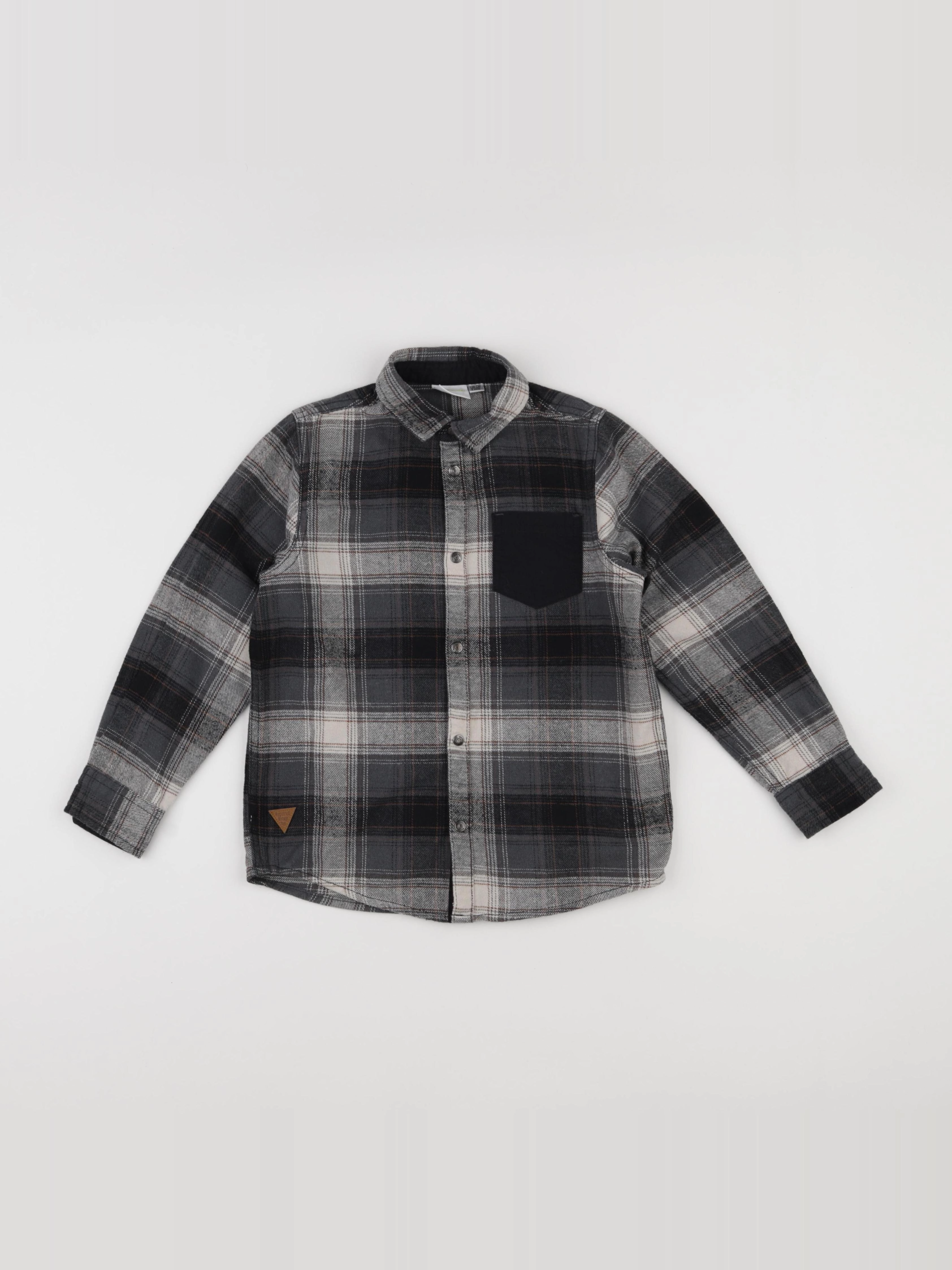 Vertbaudet - chemise gris, noir - 8 ans