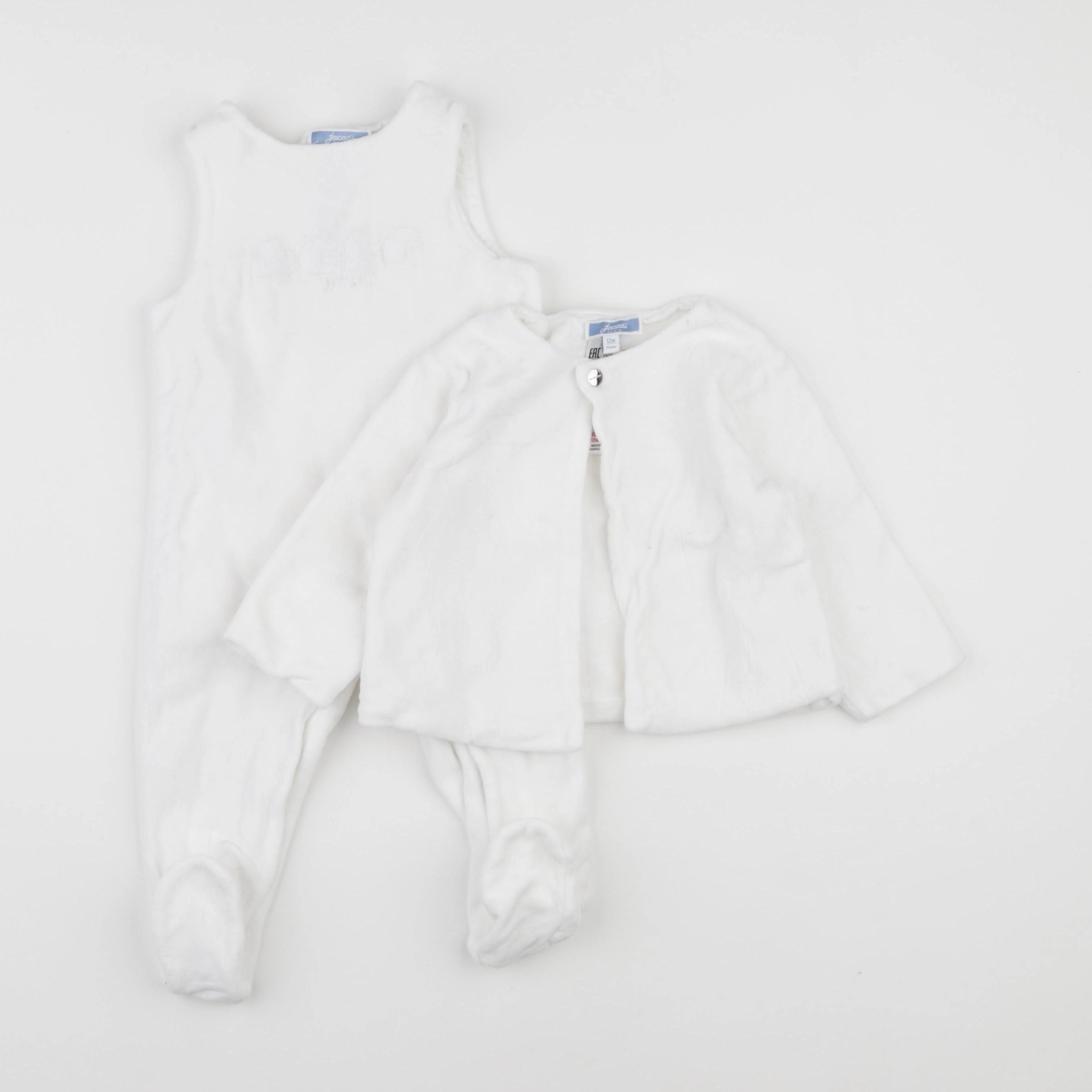 Jacadi - pyjama velours blanc - 12 mois