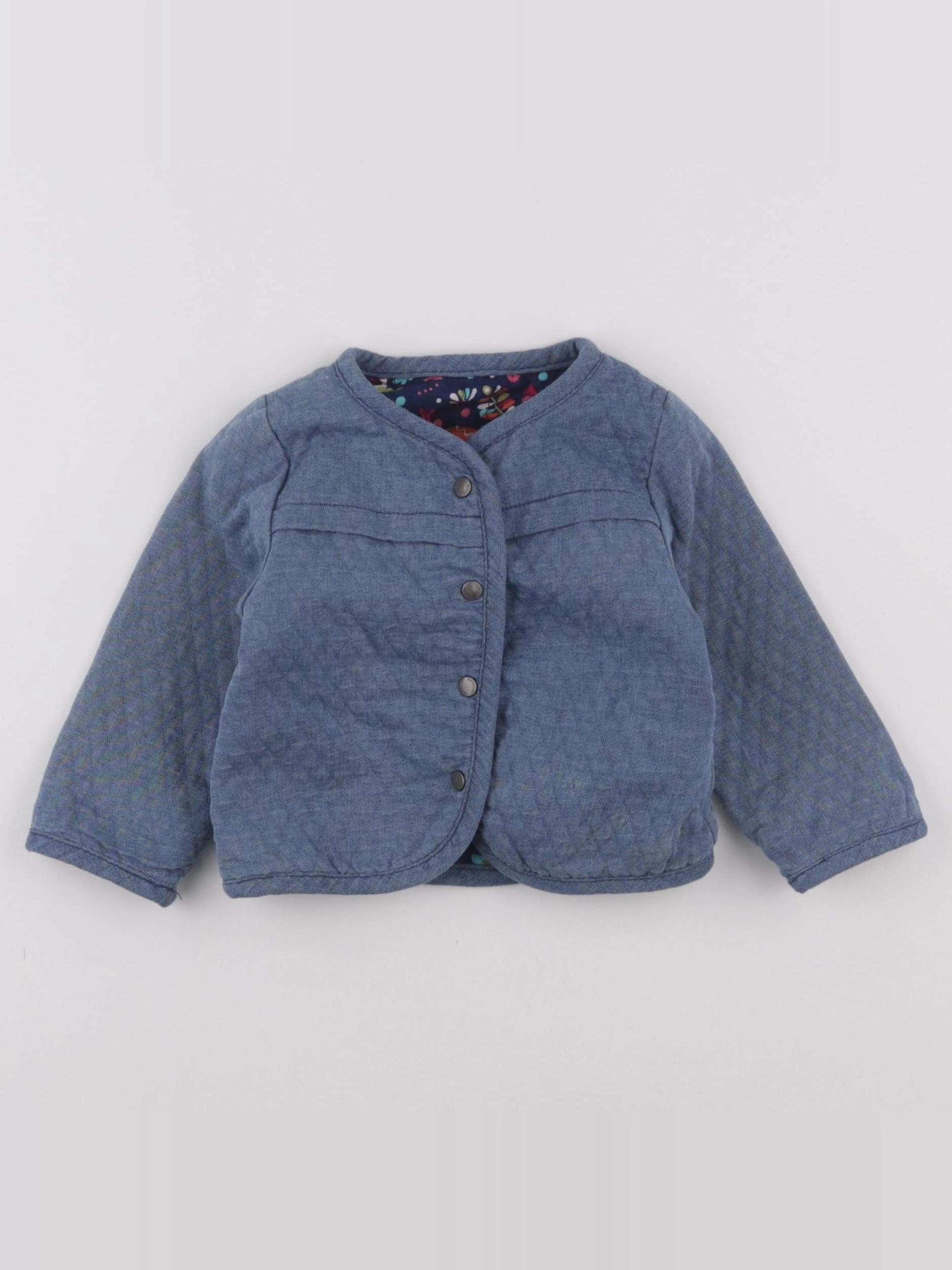 Vertbaudet - veste réversible bleu - 6 mois