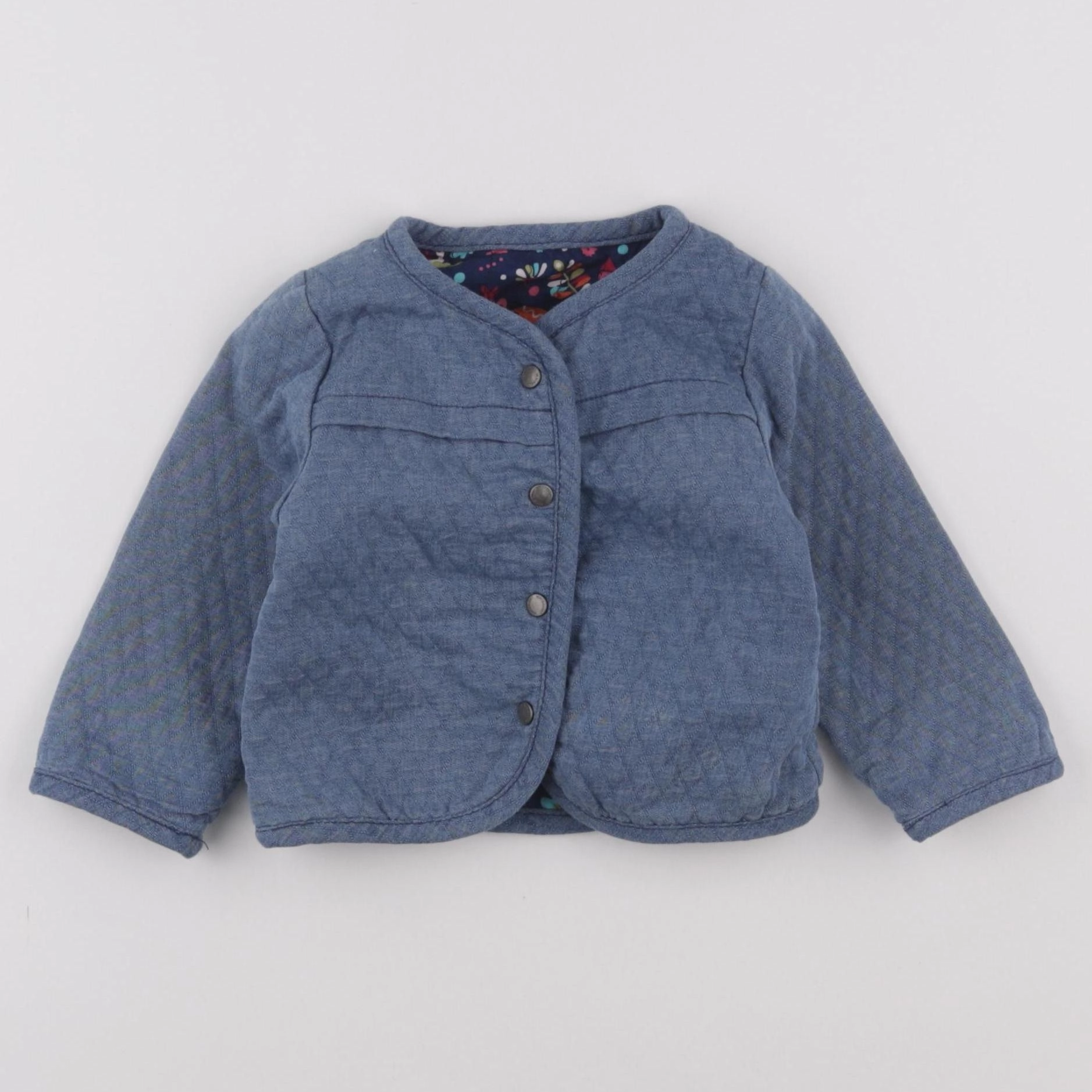 Vertbaudet - veste réversible bleu - 6 mois