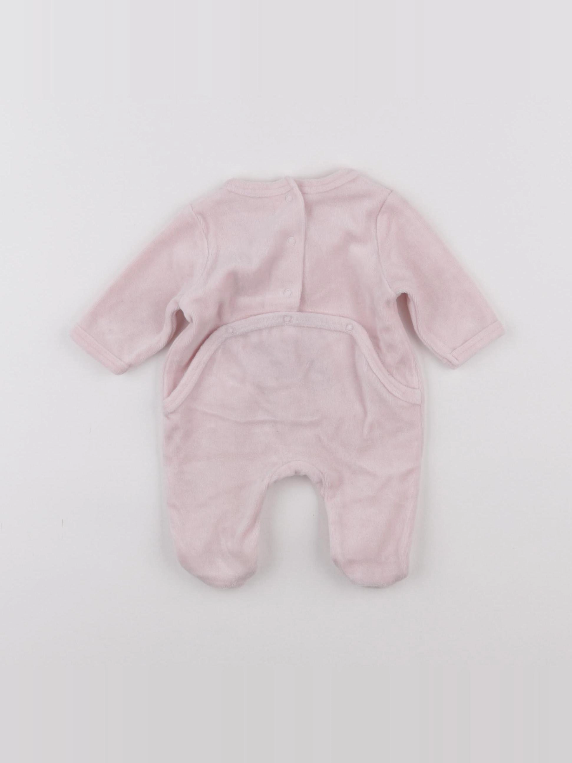 Vertbaudet - pyjama velours rose - 0 mois