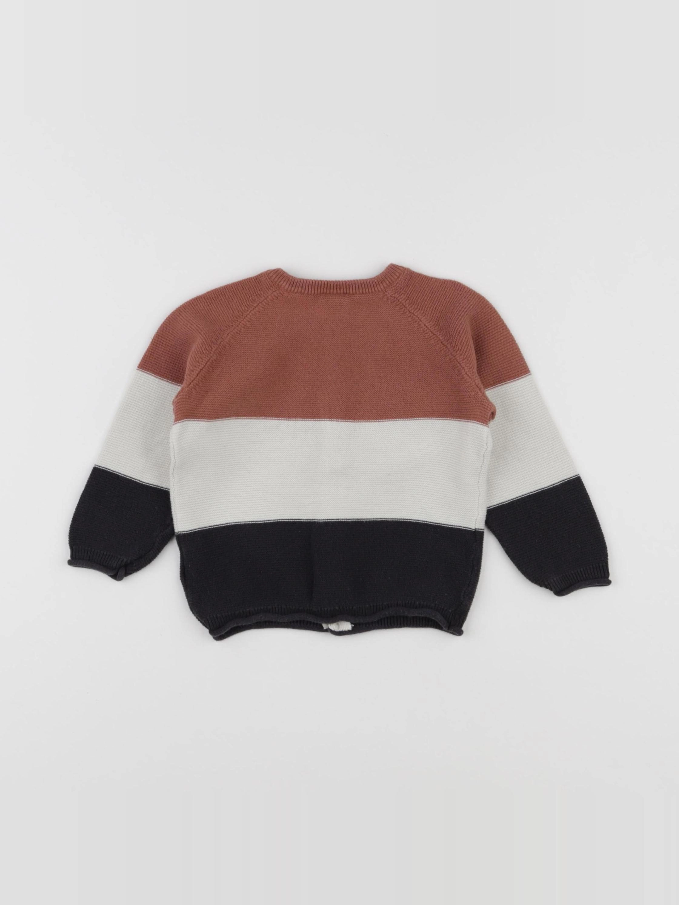H&M - gilet marron, gris - 6/9 mois
