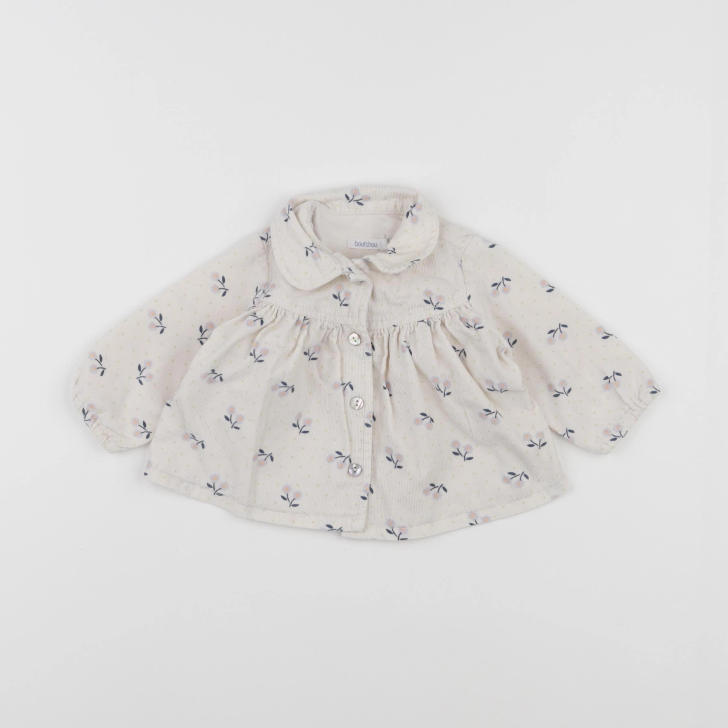 Boutchou - blouse beige, bleu - 3 mois