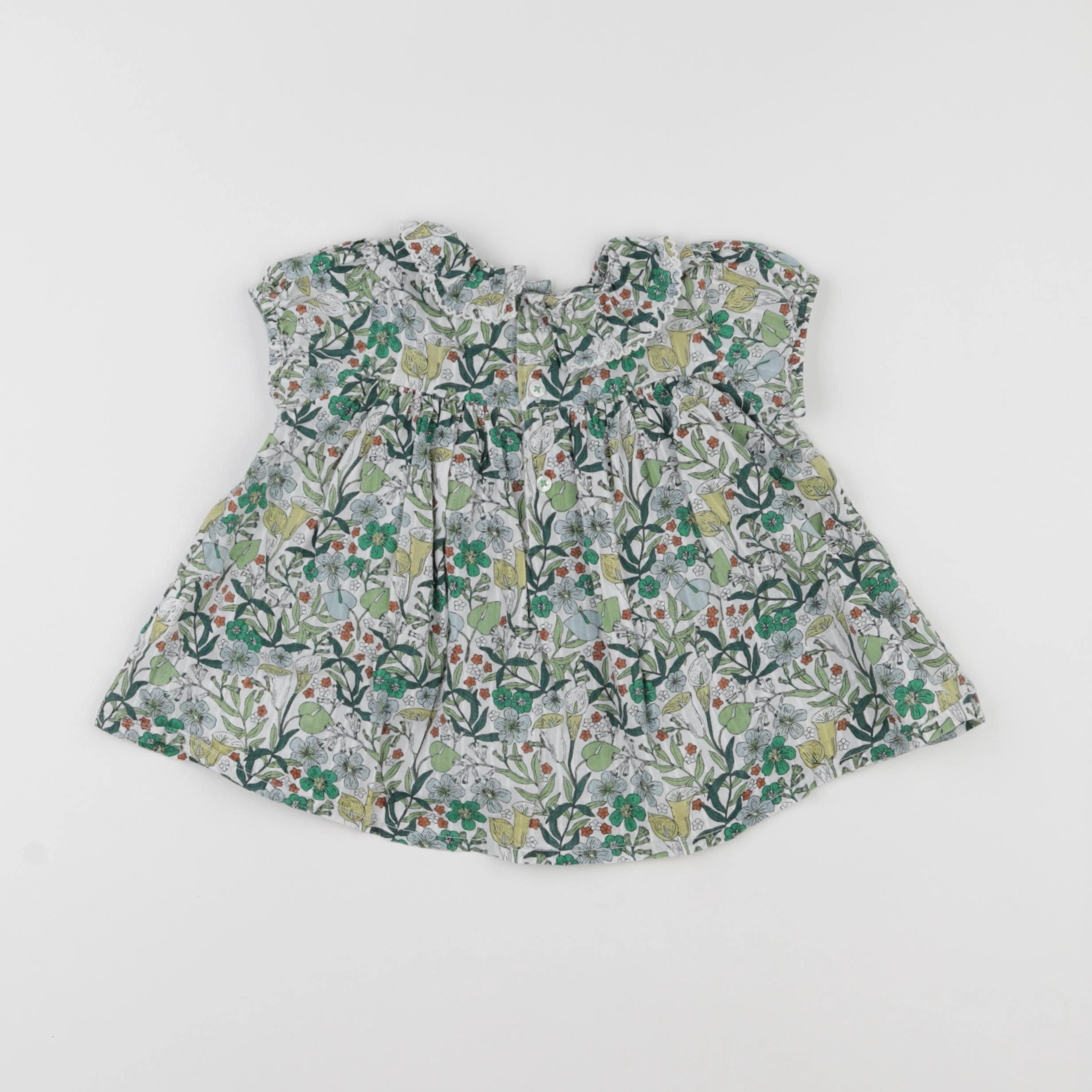 Boutchou - blouse blanc, vert - 12 mois