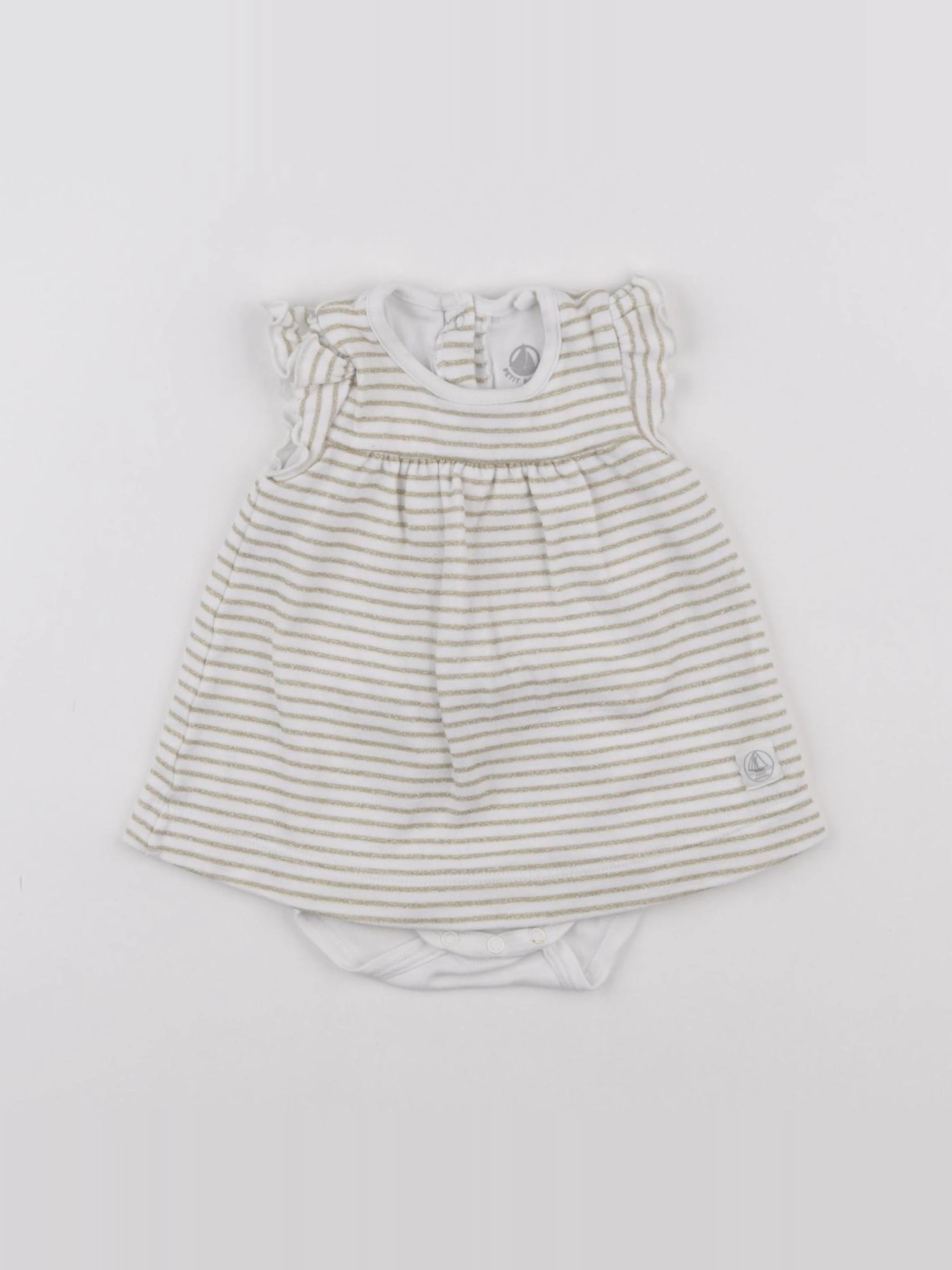 Petit Bateau - body robe blanc, or - 1 mois
