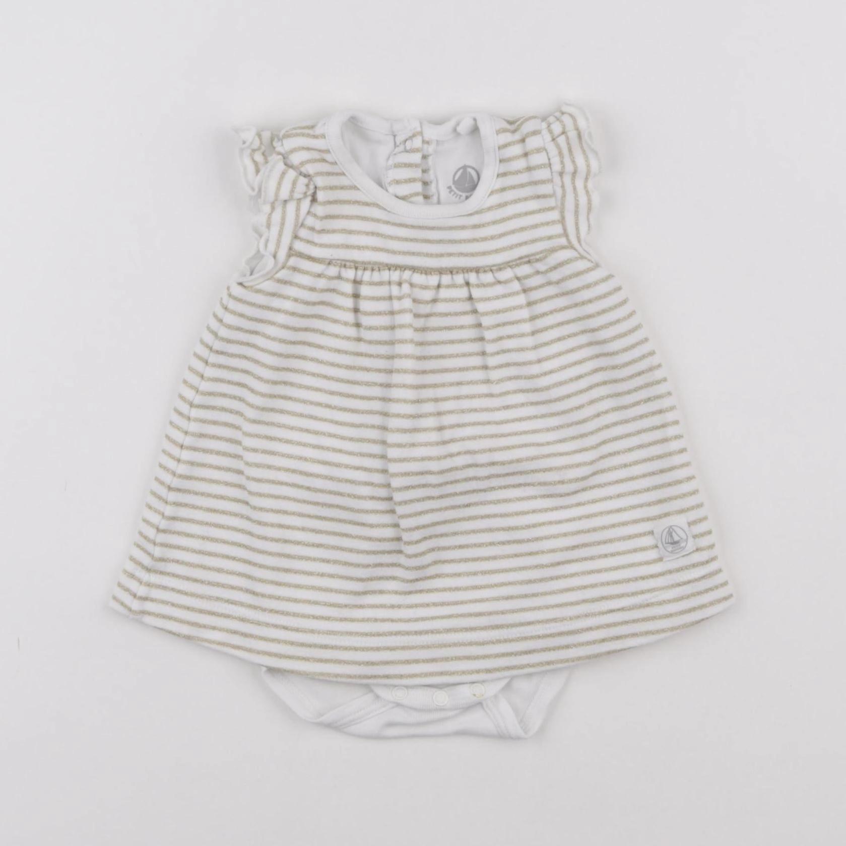 Petit Bateau - body robe blanc, or - 1 mois