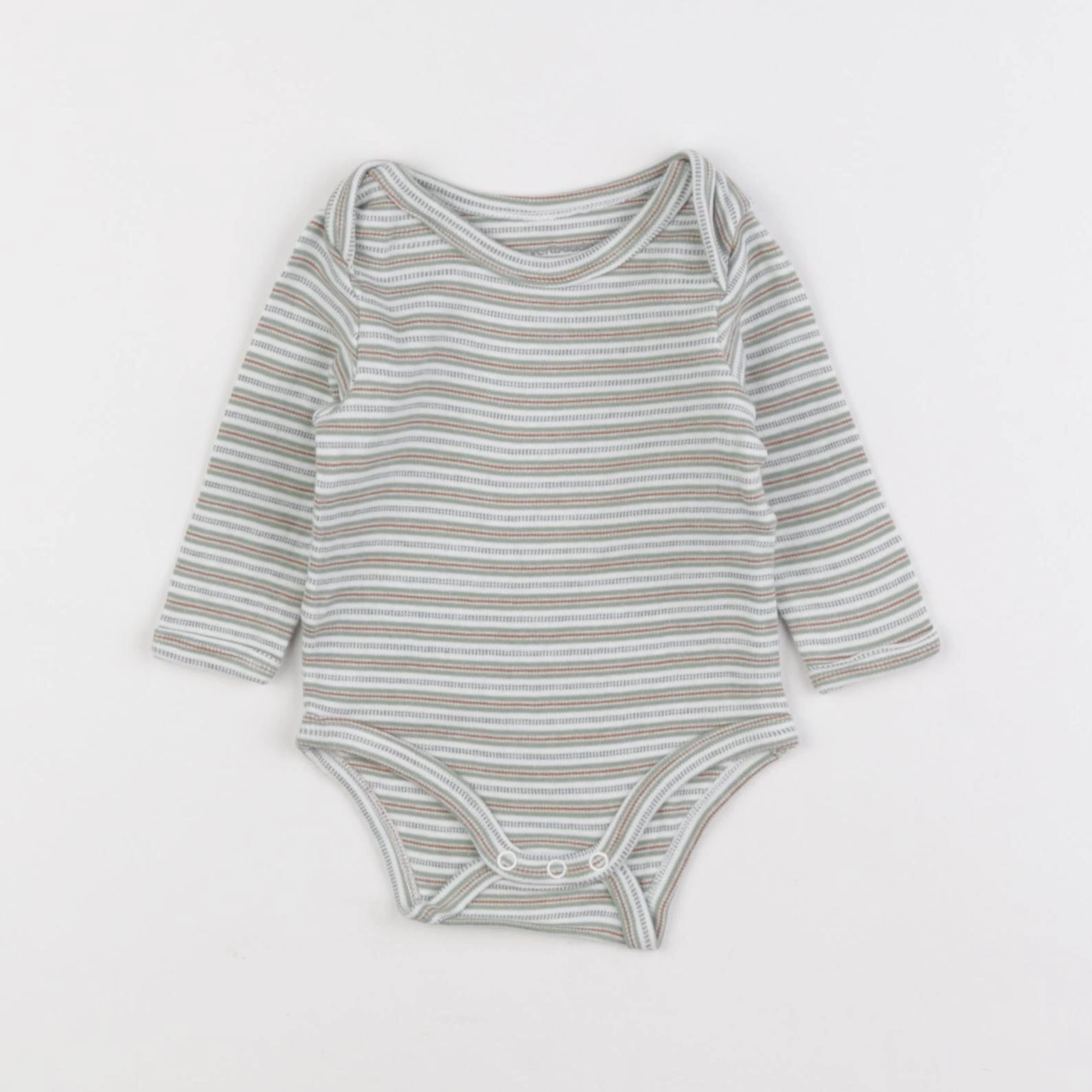 Vertbaudet - body vert, blanc - 3 mois