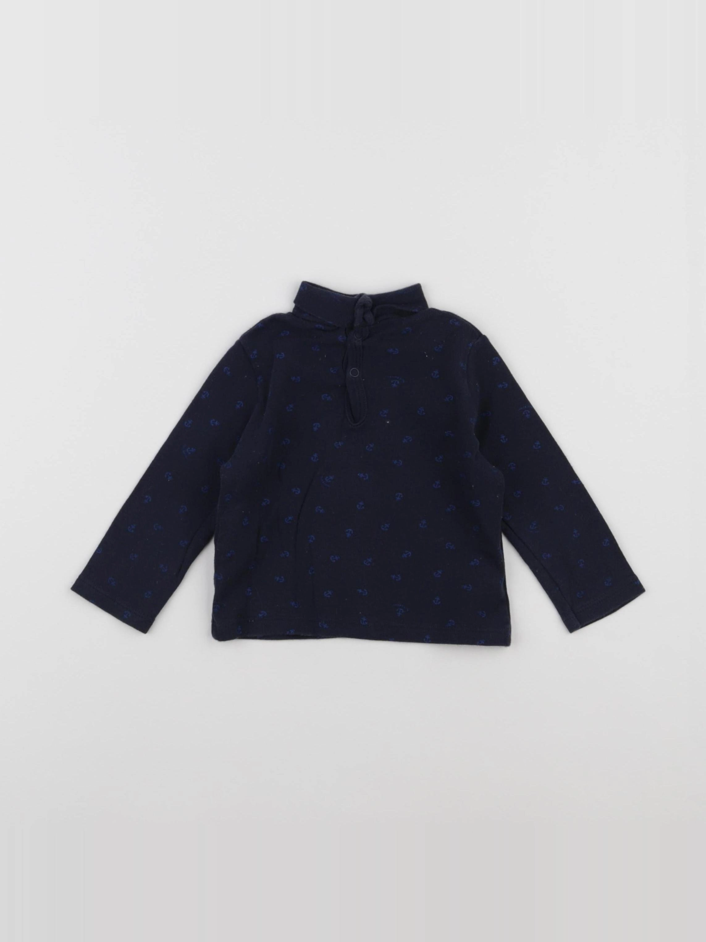 Petit Bateau - sous-pull bleu - 12 mois