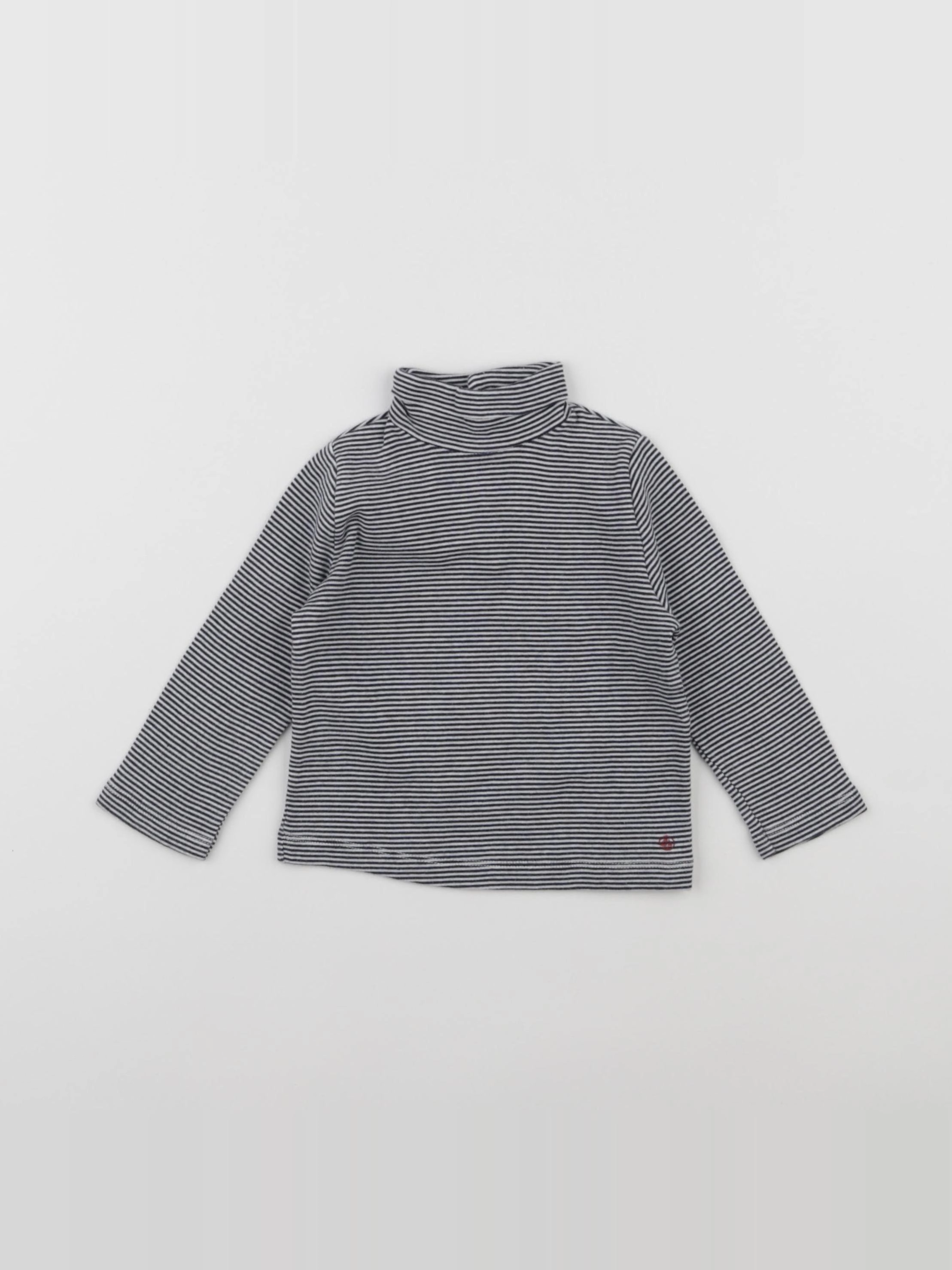 Petit Bateau - sous-pull bleu, blanc - 12 mois