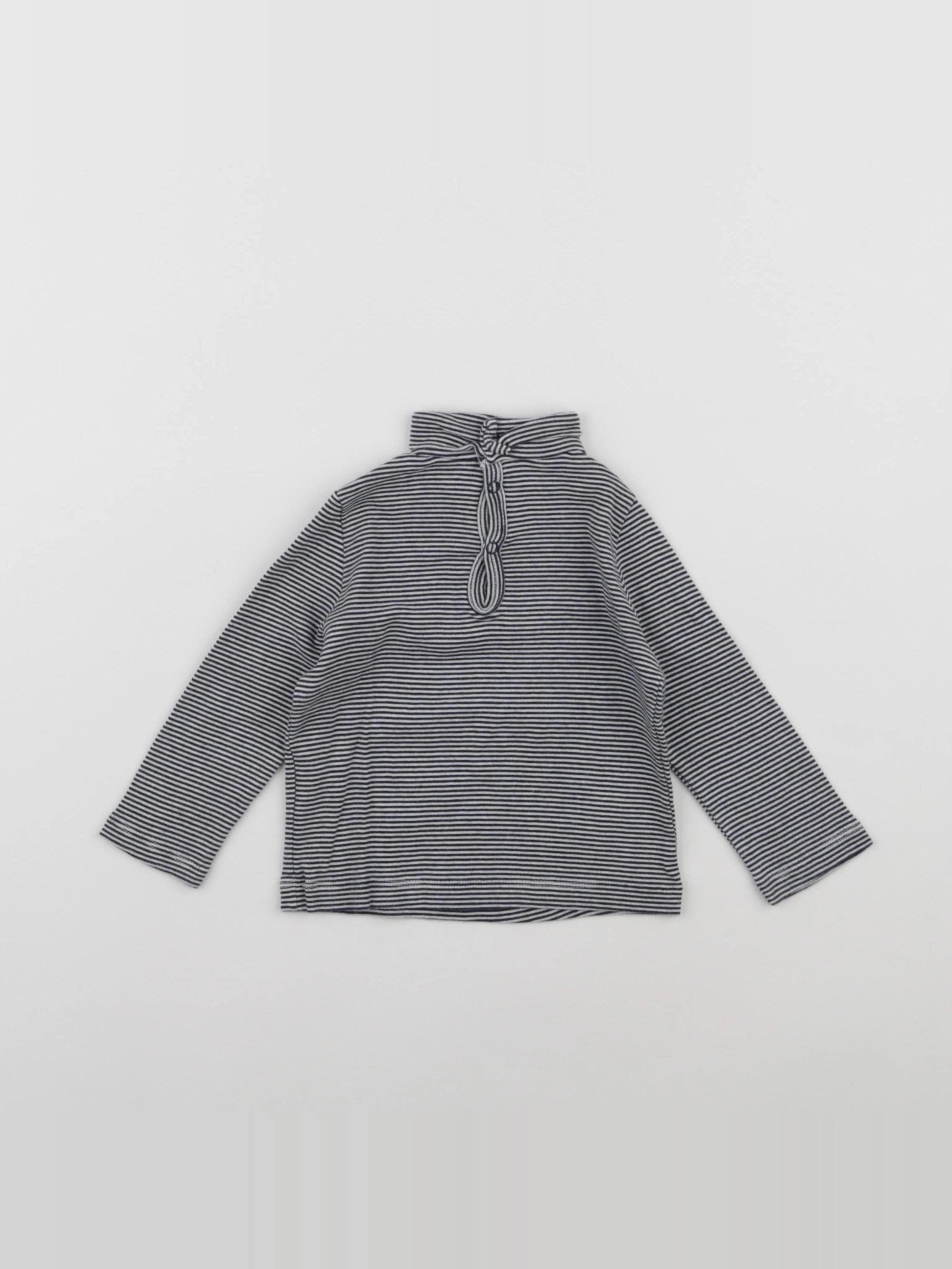Petit Bateau - sous-pull bleu, blanc - 12 mois