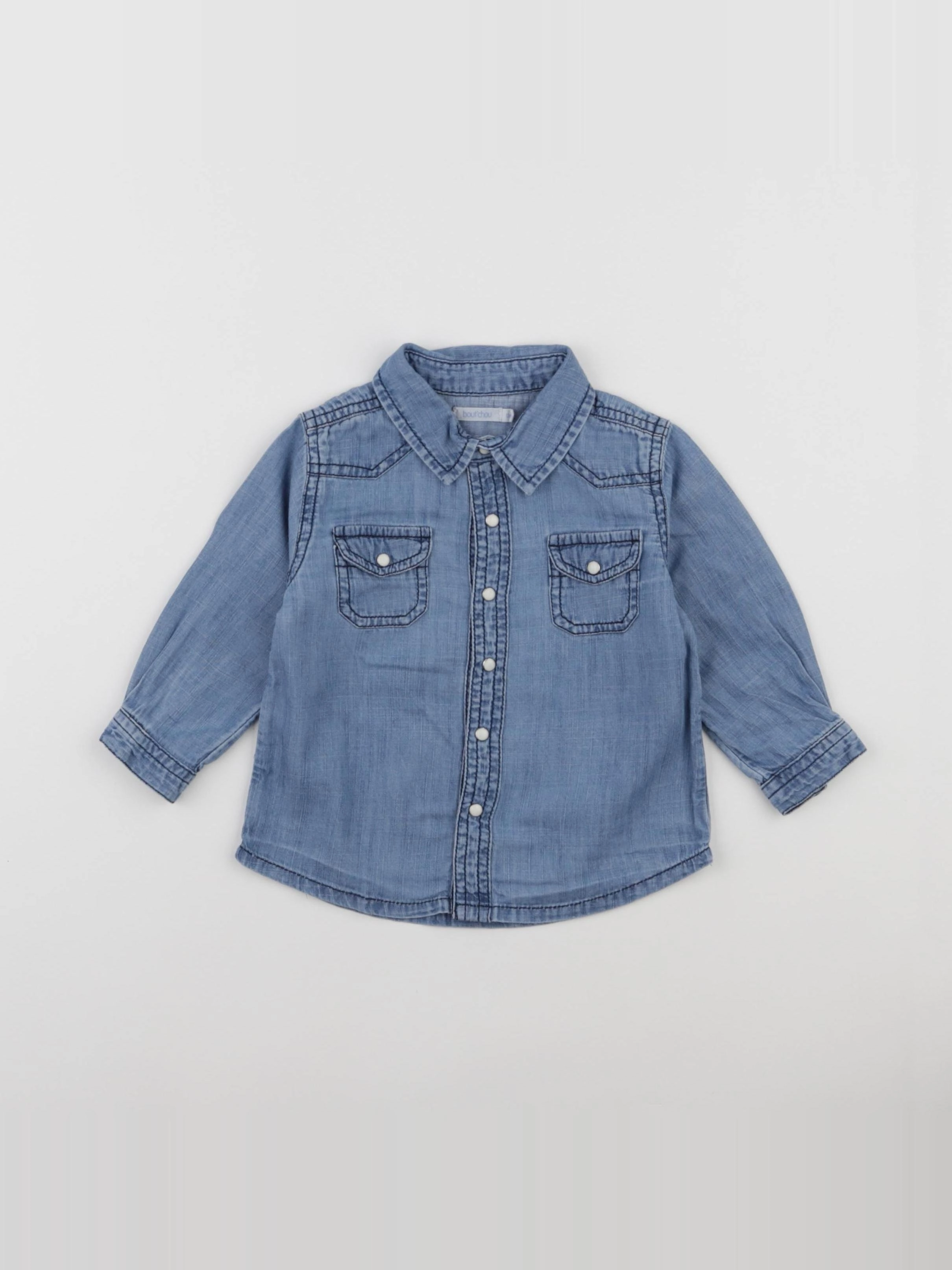 Boutchou - chemise bleu - 12 mois