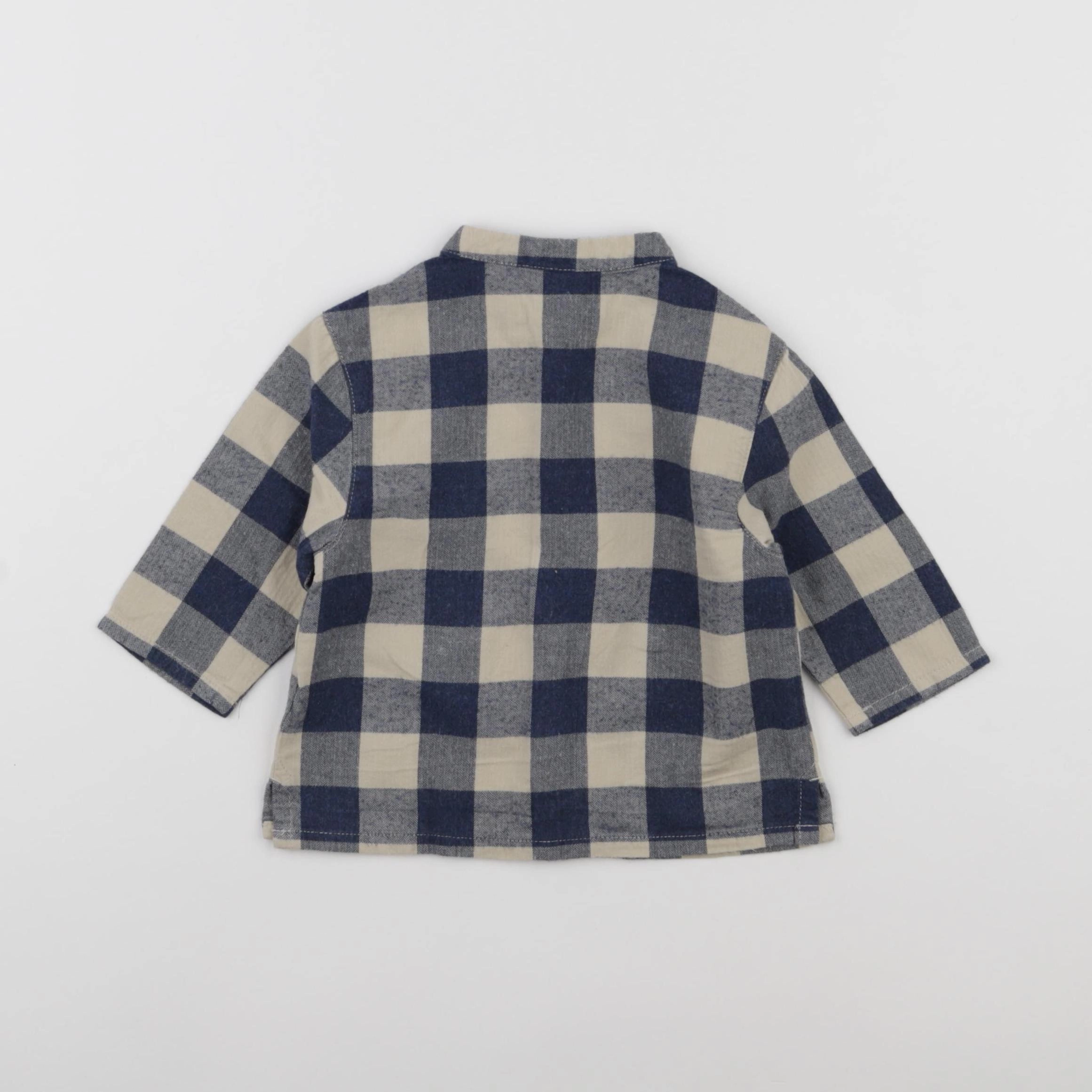 Petit Bateau - chemise beige, bleu - 12 mois