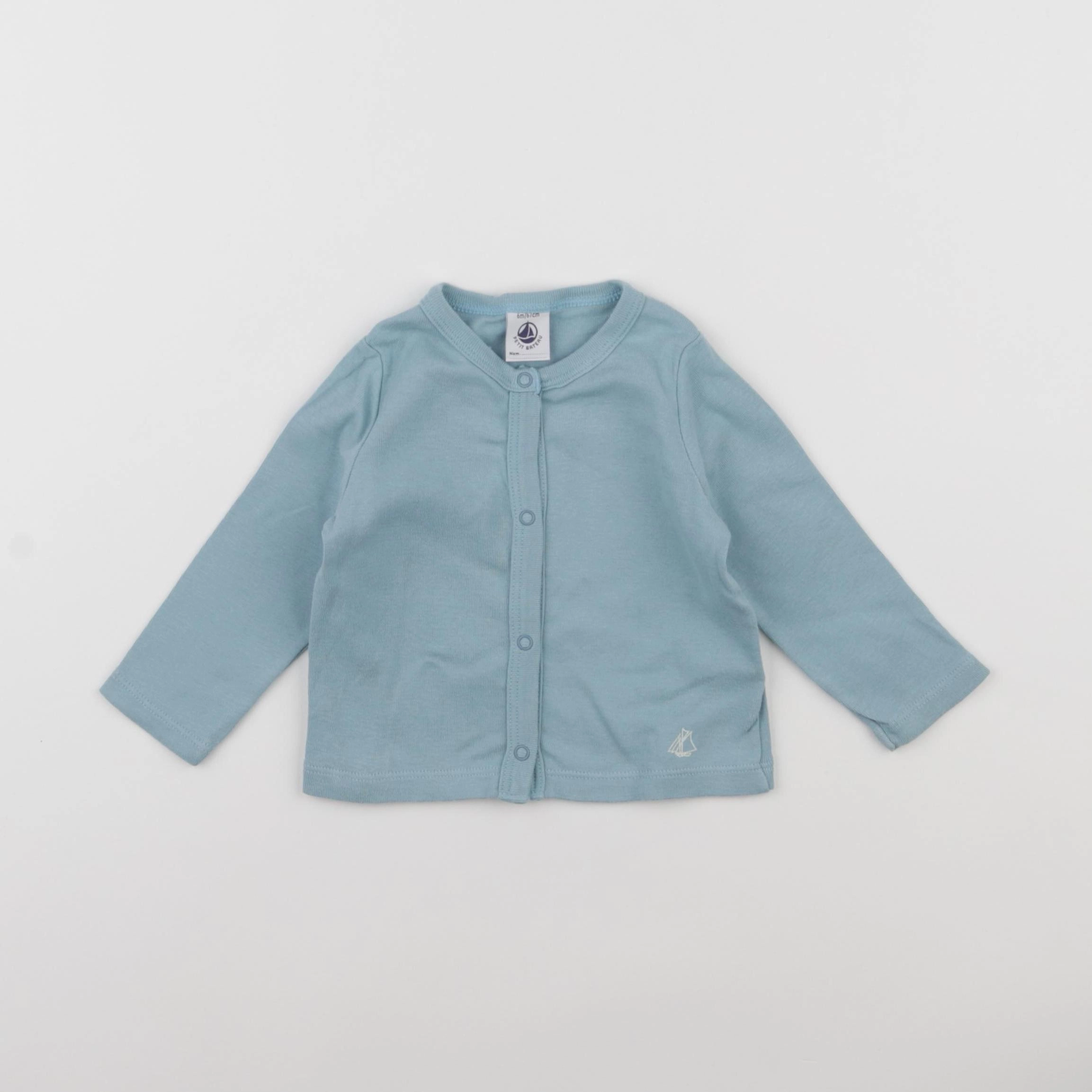 Petit Bateau - tee-shirt bleu - 6 mois
