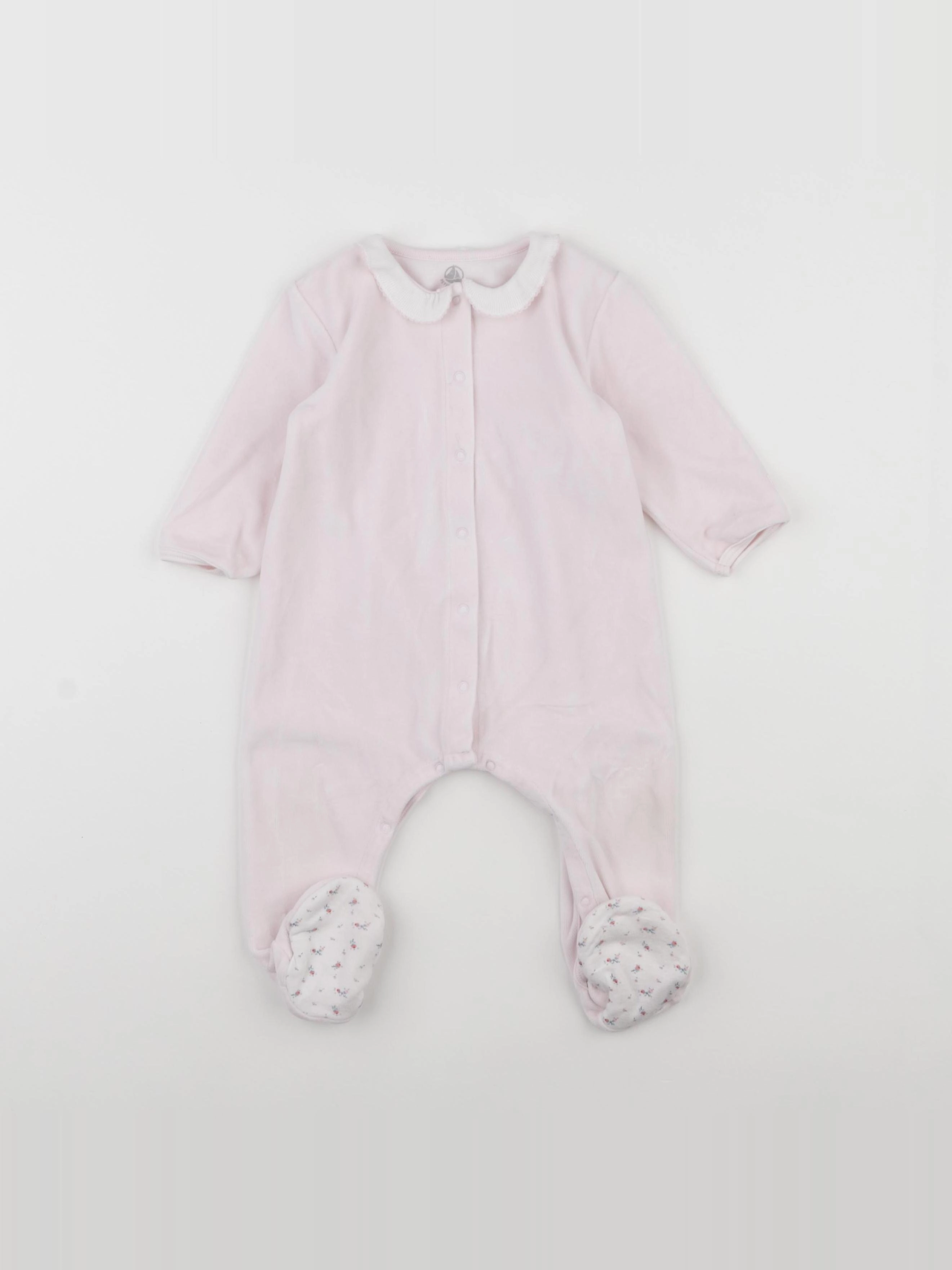 Petit Bateau - pyjama velours rose - 12 mois