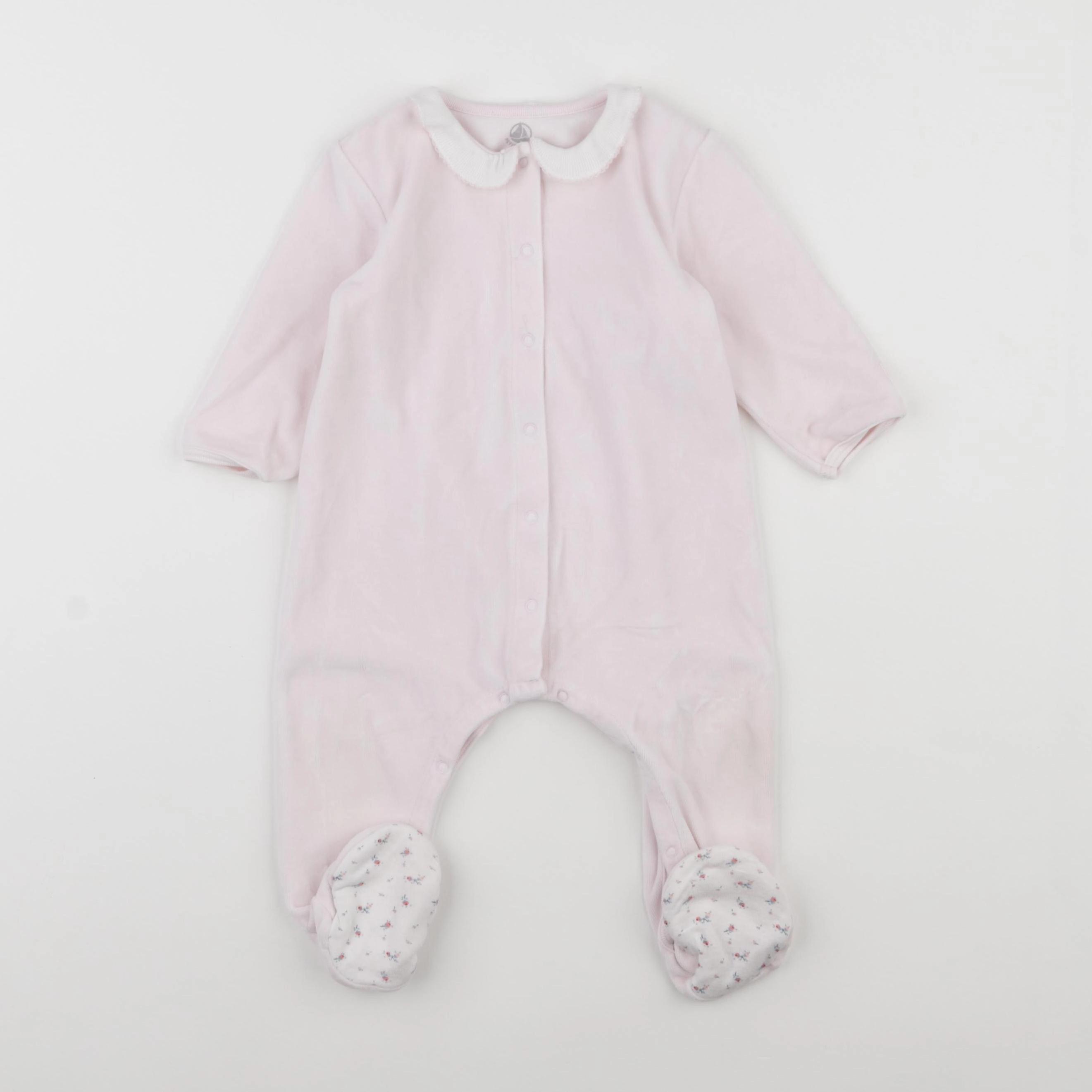 Petit Bateau - pyjama velours rose - 12 mois