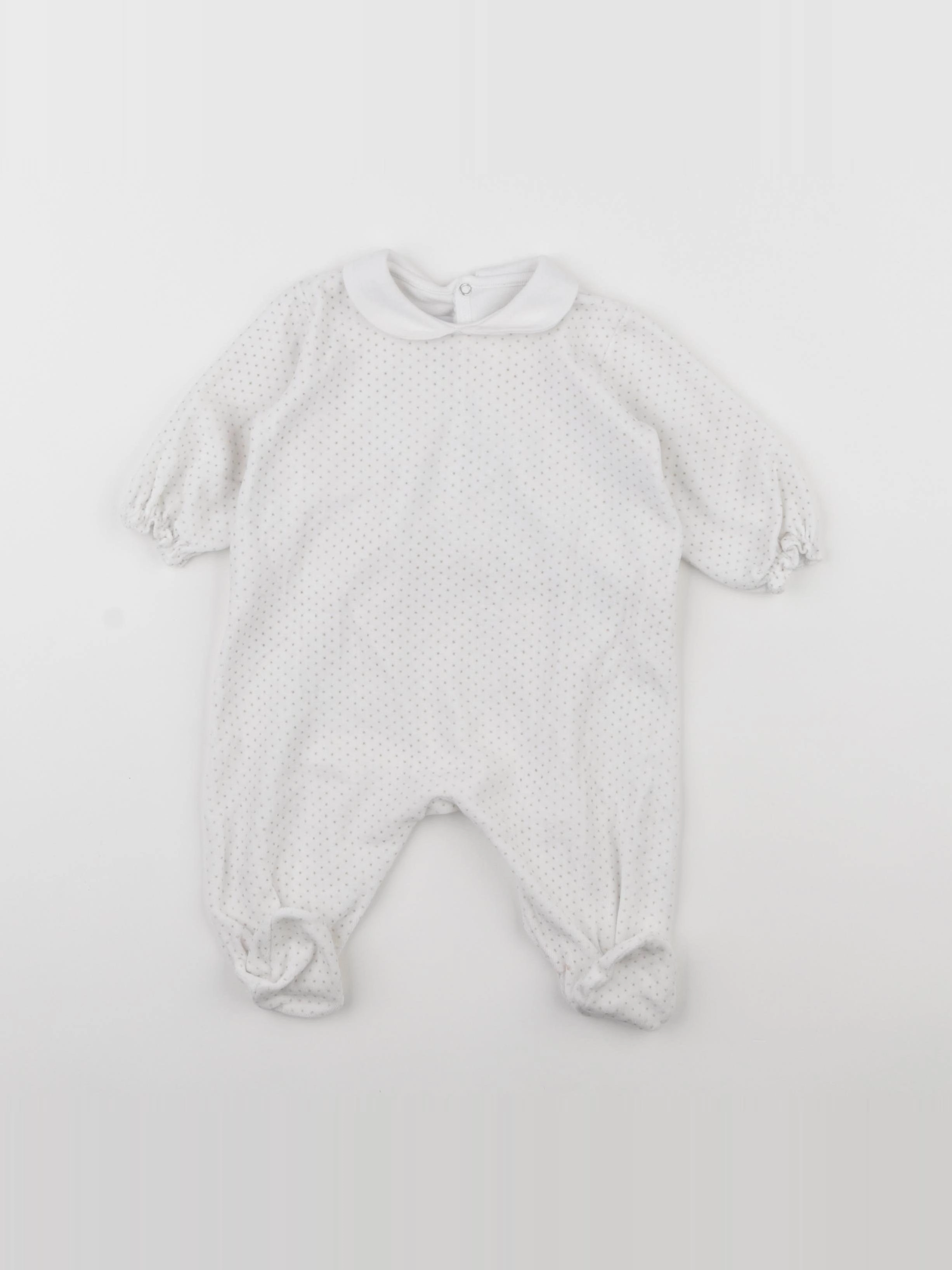 Petit Bateau - pyjama velours blanc - 6 mois