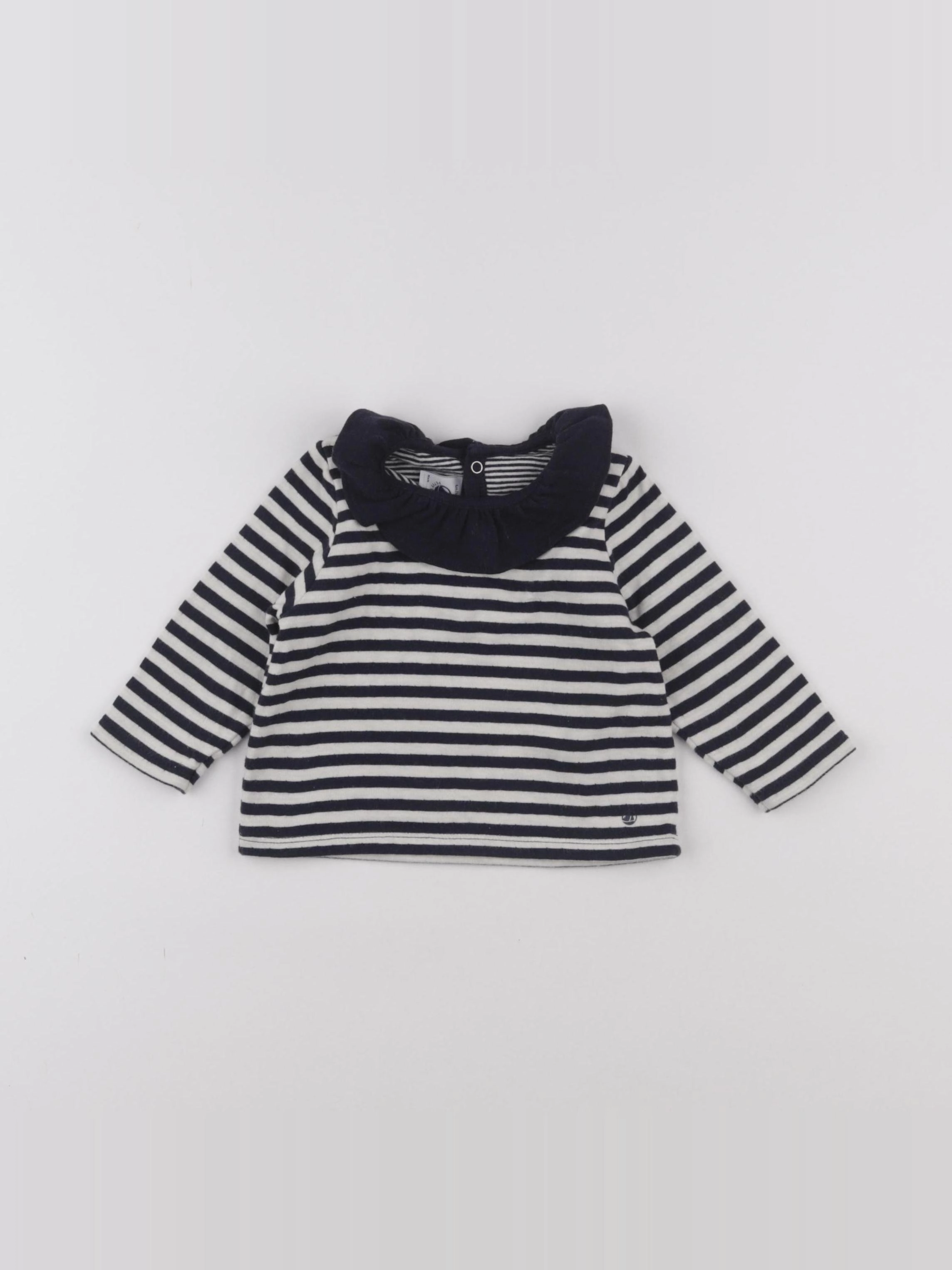Petit Bateau - tee-shirt beige, bleu - 6 mois