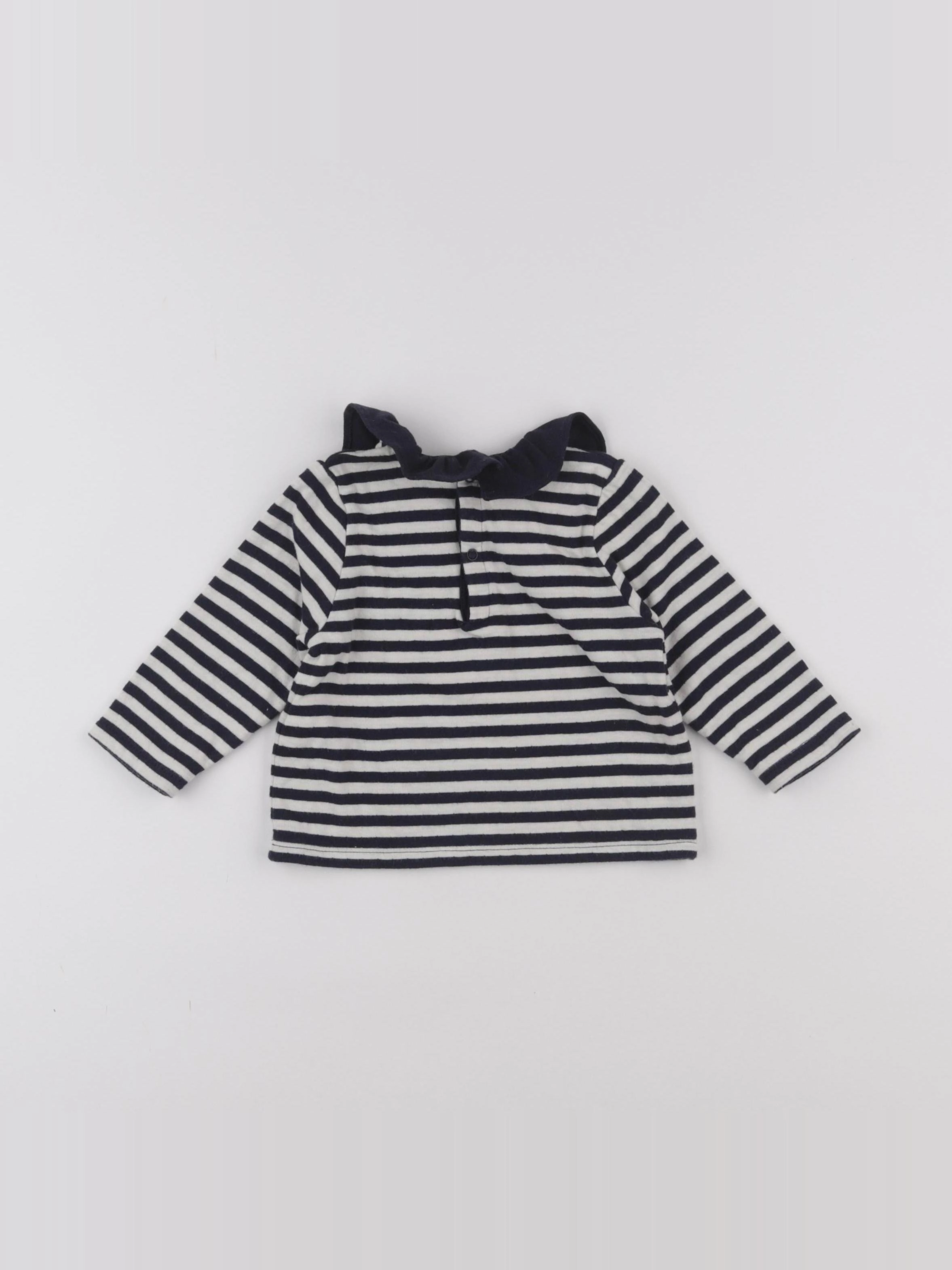 Petit Bateau - tee-shirt beige, bleu - 6 mois