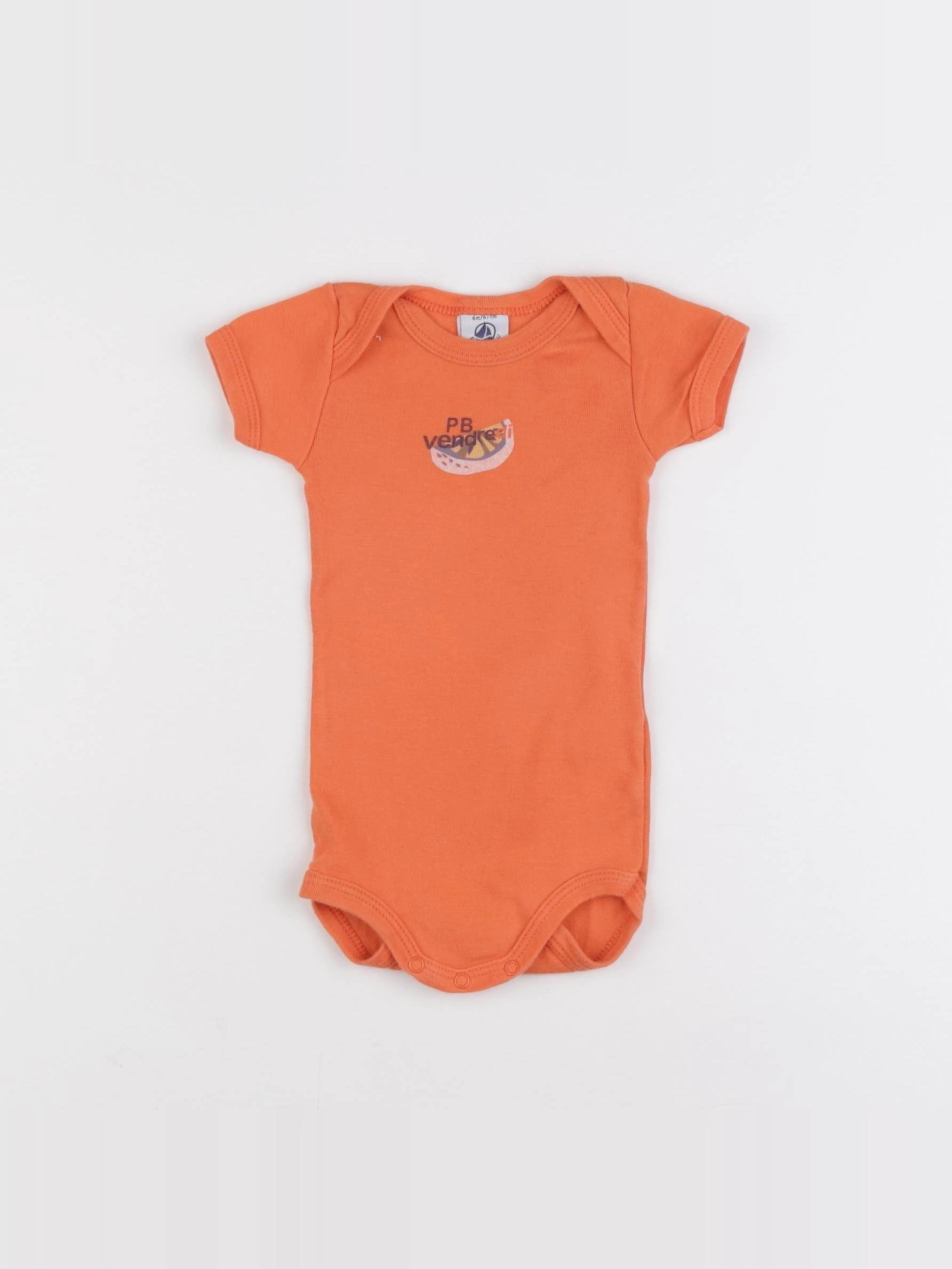 Petit Bateau - body orange - 6 mois