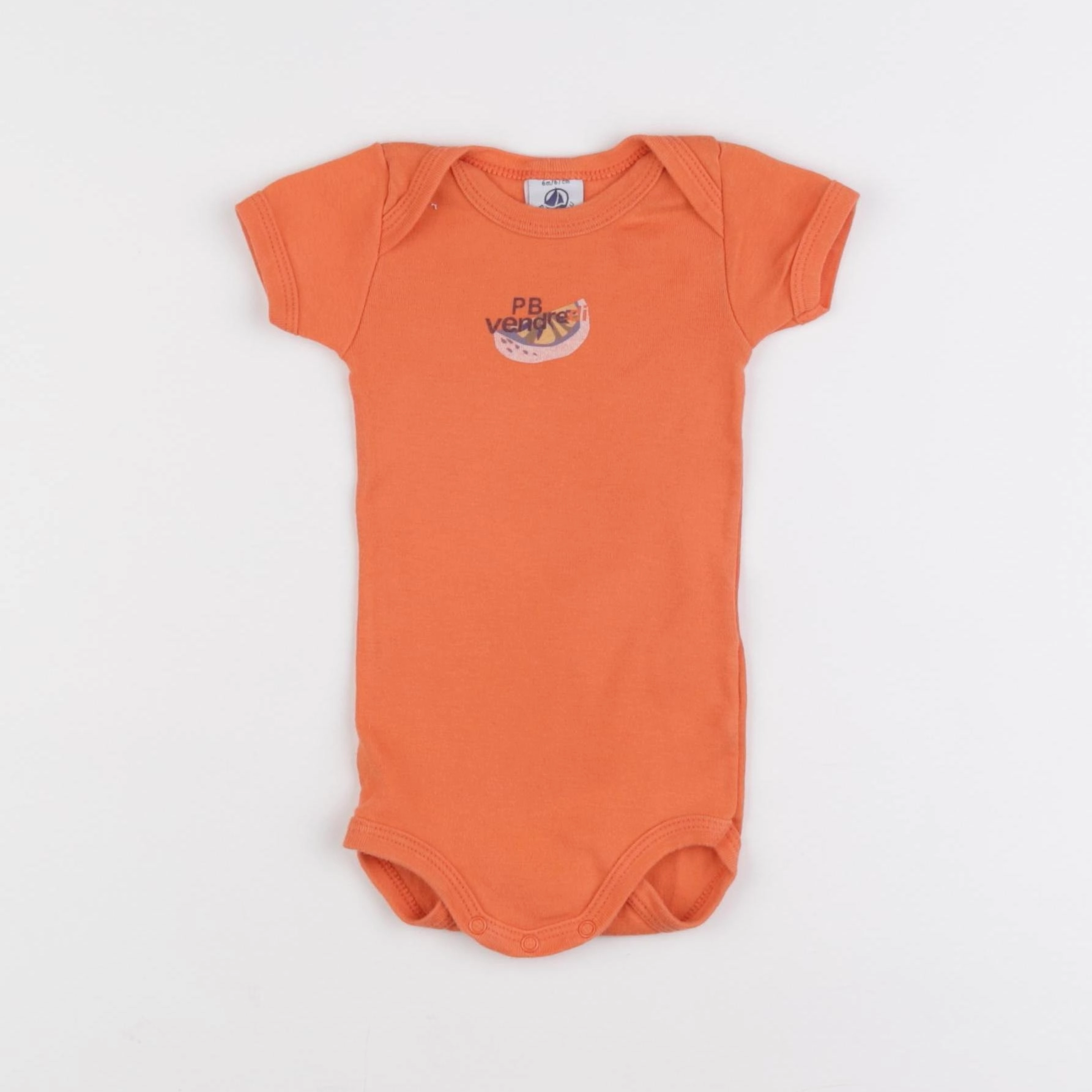 Petit Bateau - body orange - 6 mois