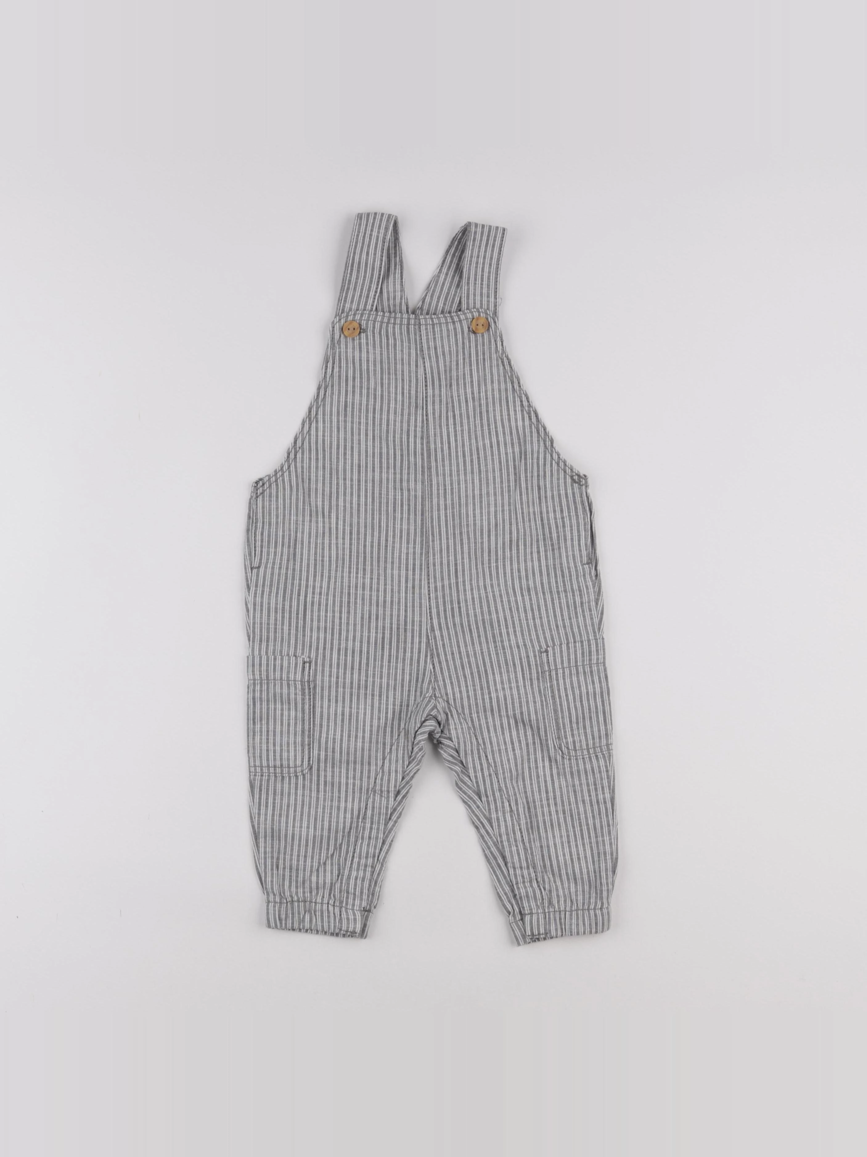 H&M - salopette gris - 6/9 mois