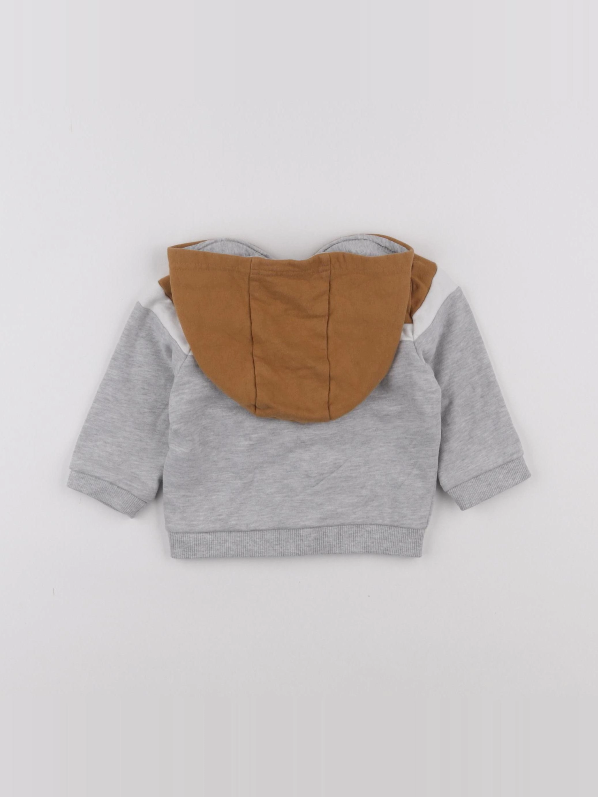 Vertbaudet - sweat gris, marron - 9 mois