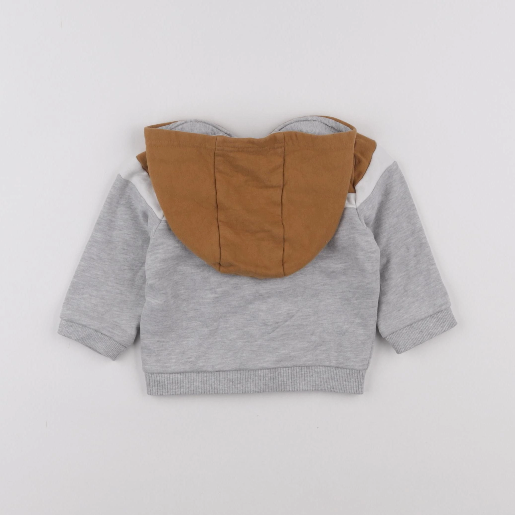 Vertbaudet - sweat gris, marron - 9 mois