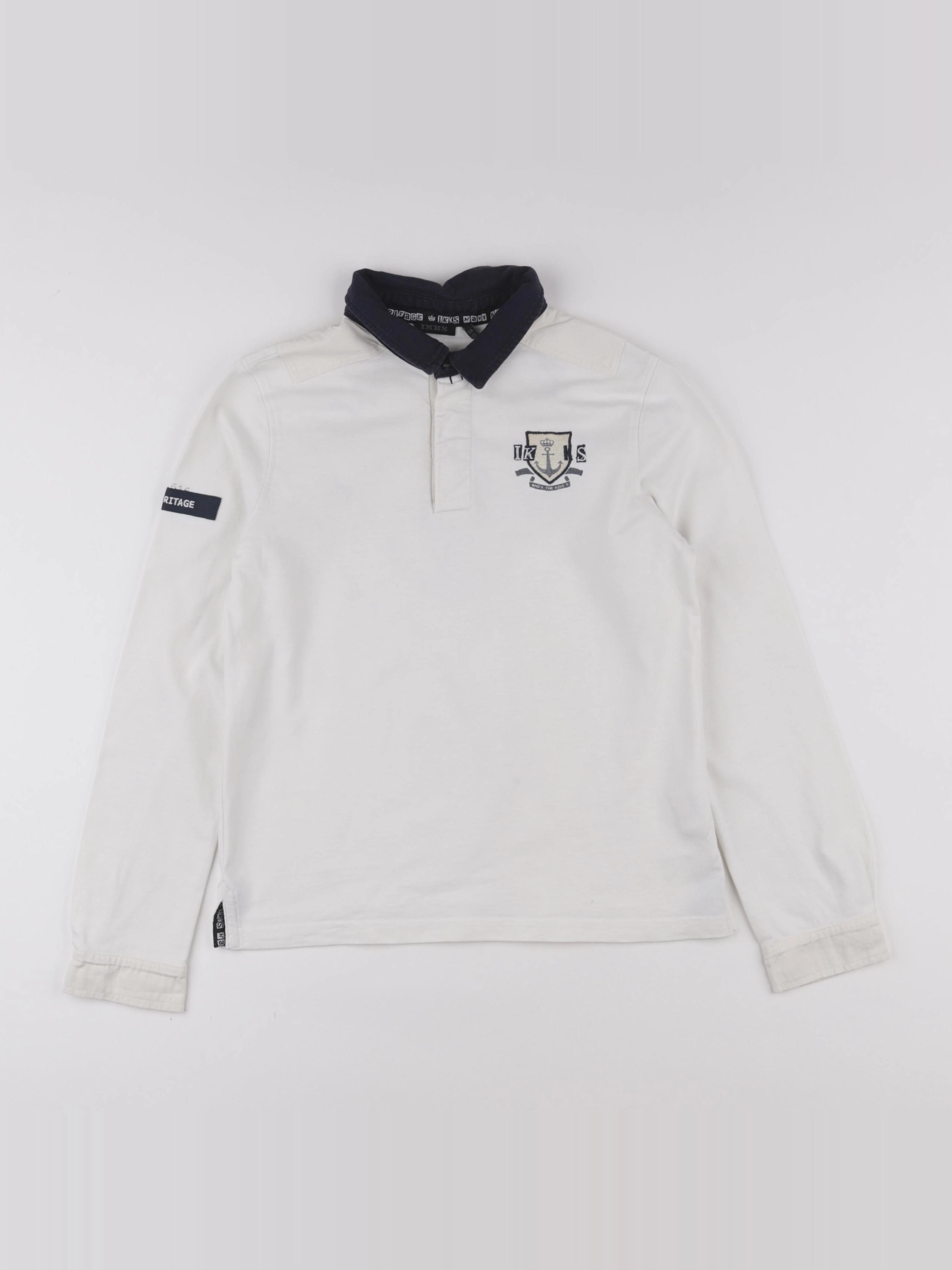 IKKS - polo blanc, bleu - 12 ans