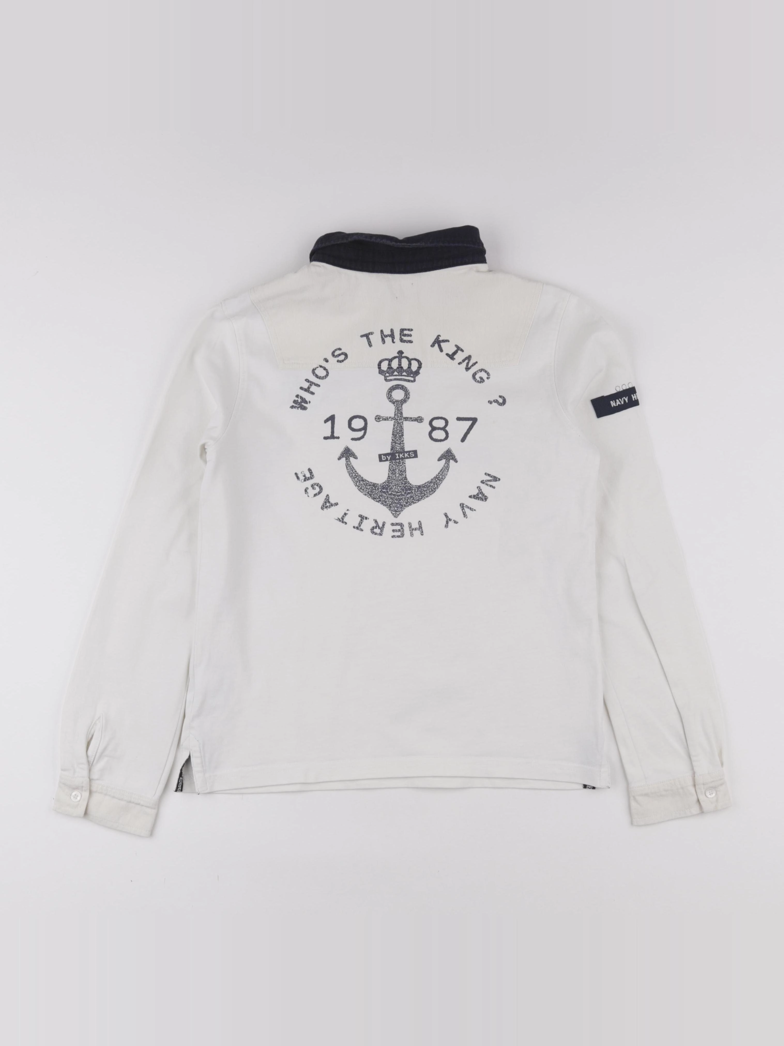 IKKS - polo blanc, bleu - 12 ans