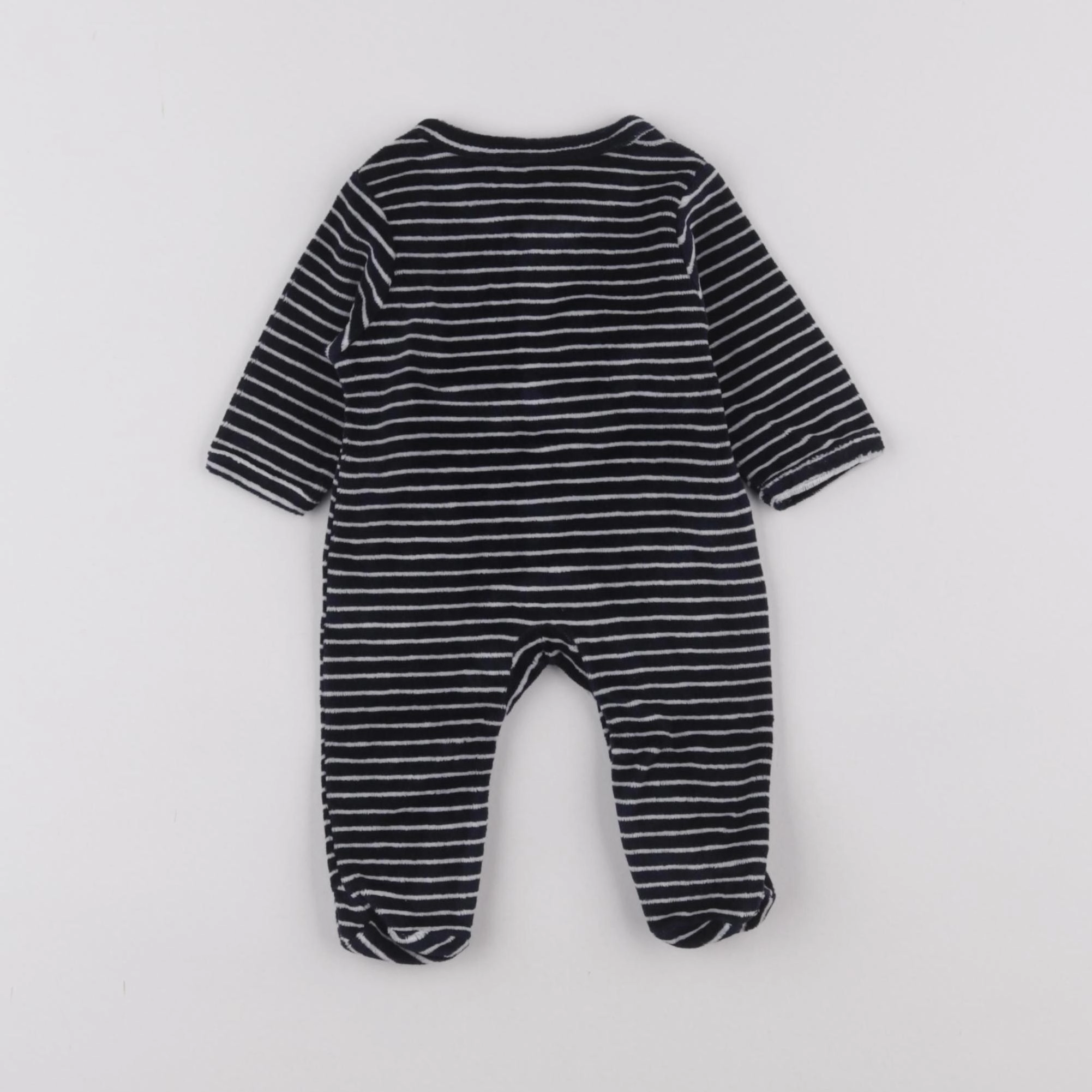 Vertbaudet - pyjama velours bleu, blanc - 0 mois